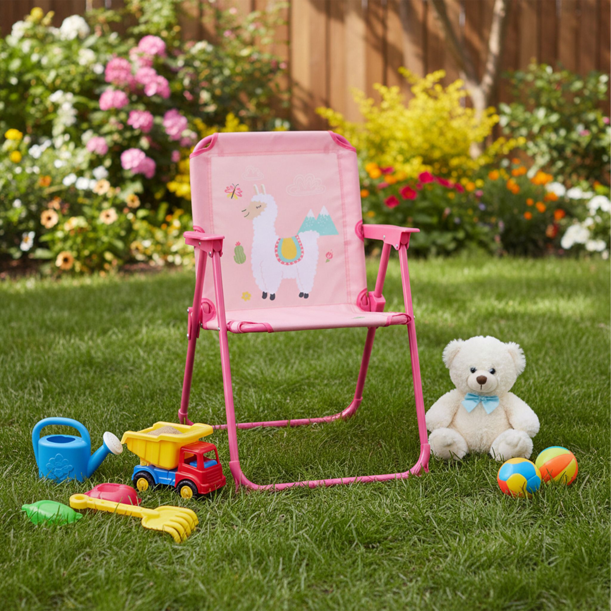 Kinder Klappstuhl mit Motiv Weiss-Pink-Rosa von Relaxdays