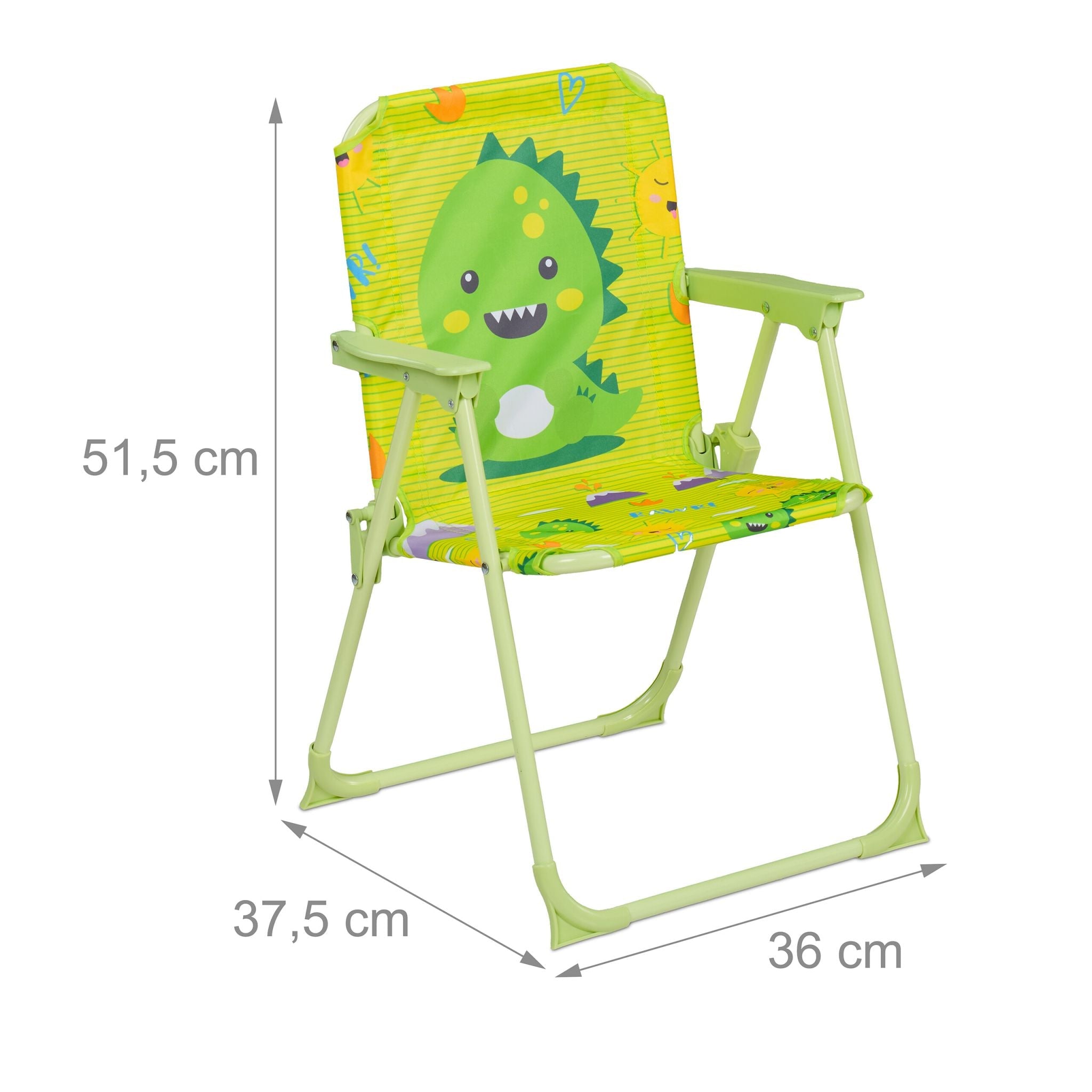 Kinder Klappstuhl mit Motiv Dunkelgrün-Gelb-Grün von Relaxdays
