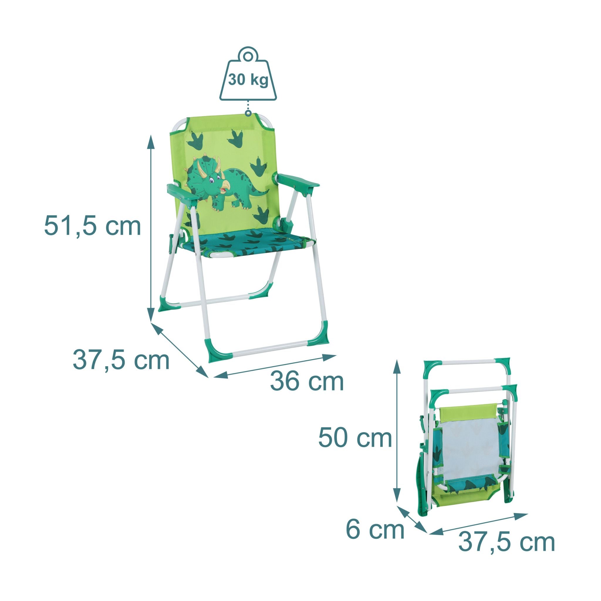 Kinder Klappstuhl mit Motiv Weiss-Dunkelgrün-Grün von Relaxdays