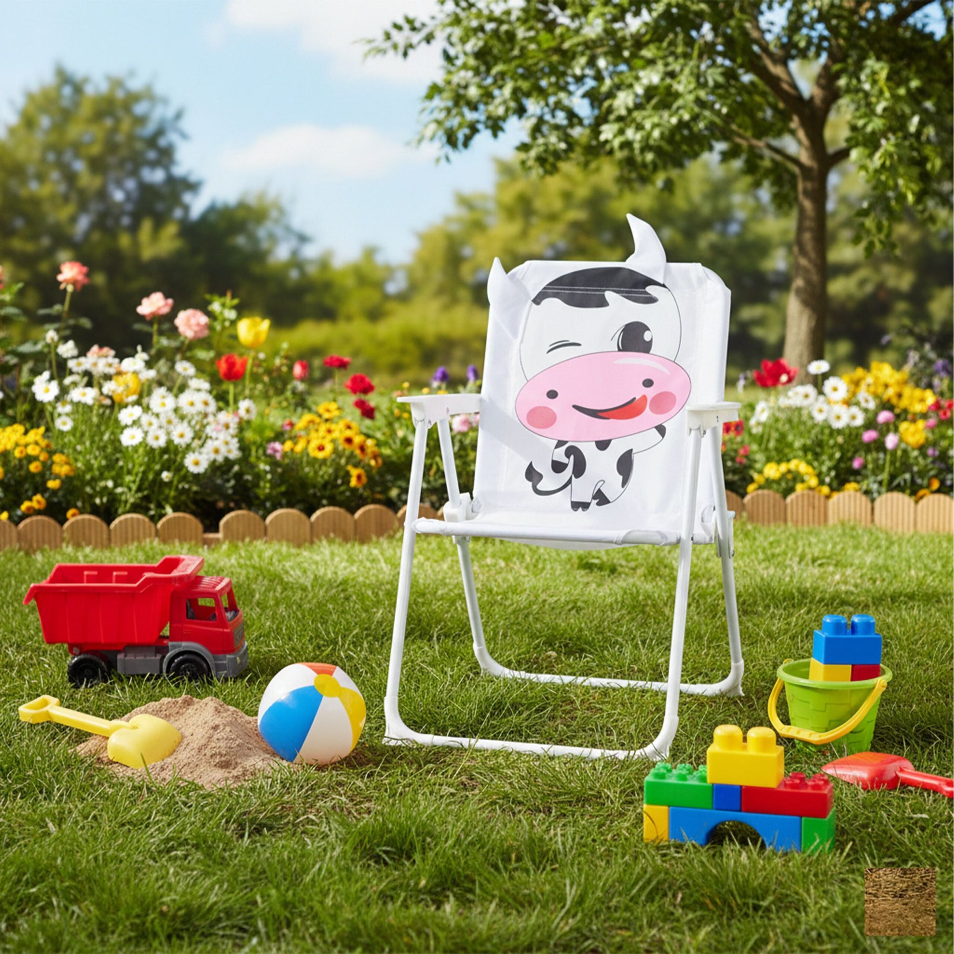 Kinder Klappstuhl mit Motiv Weiss-Rosa-Schwarz von Relaxdays