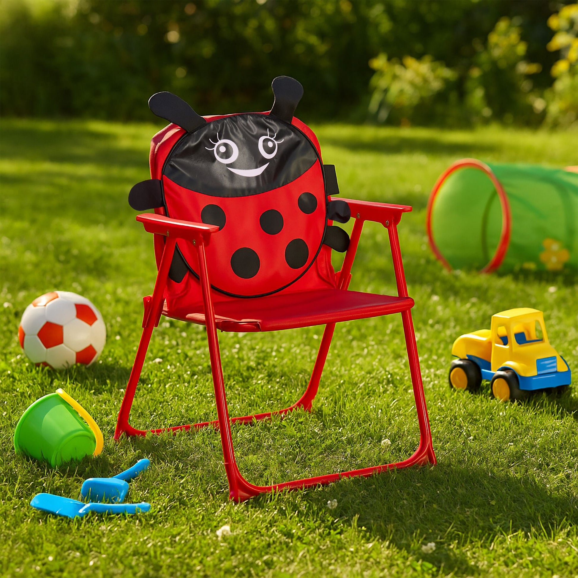 Kinder Klappstuhl mit Motiv Weiss-Rot-Schwarz von Relaxdays