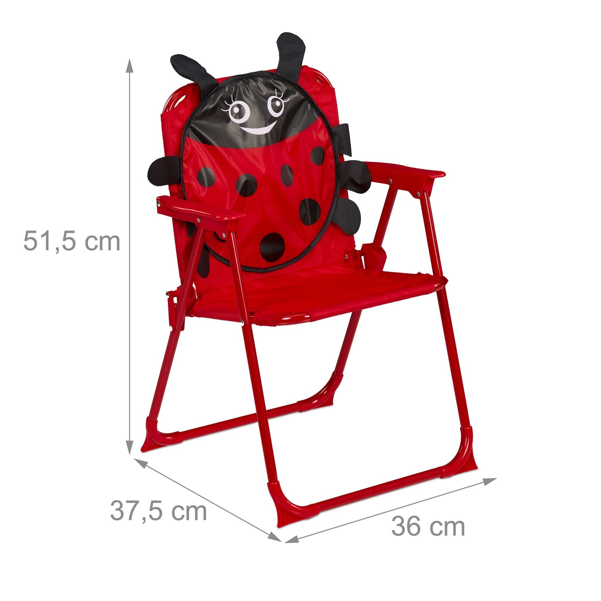 Kinder Klappstuhl mit Motiv Weiss-Rot-Schwarz von Relaxdays