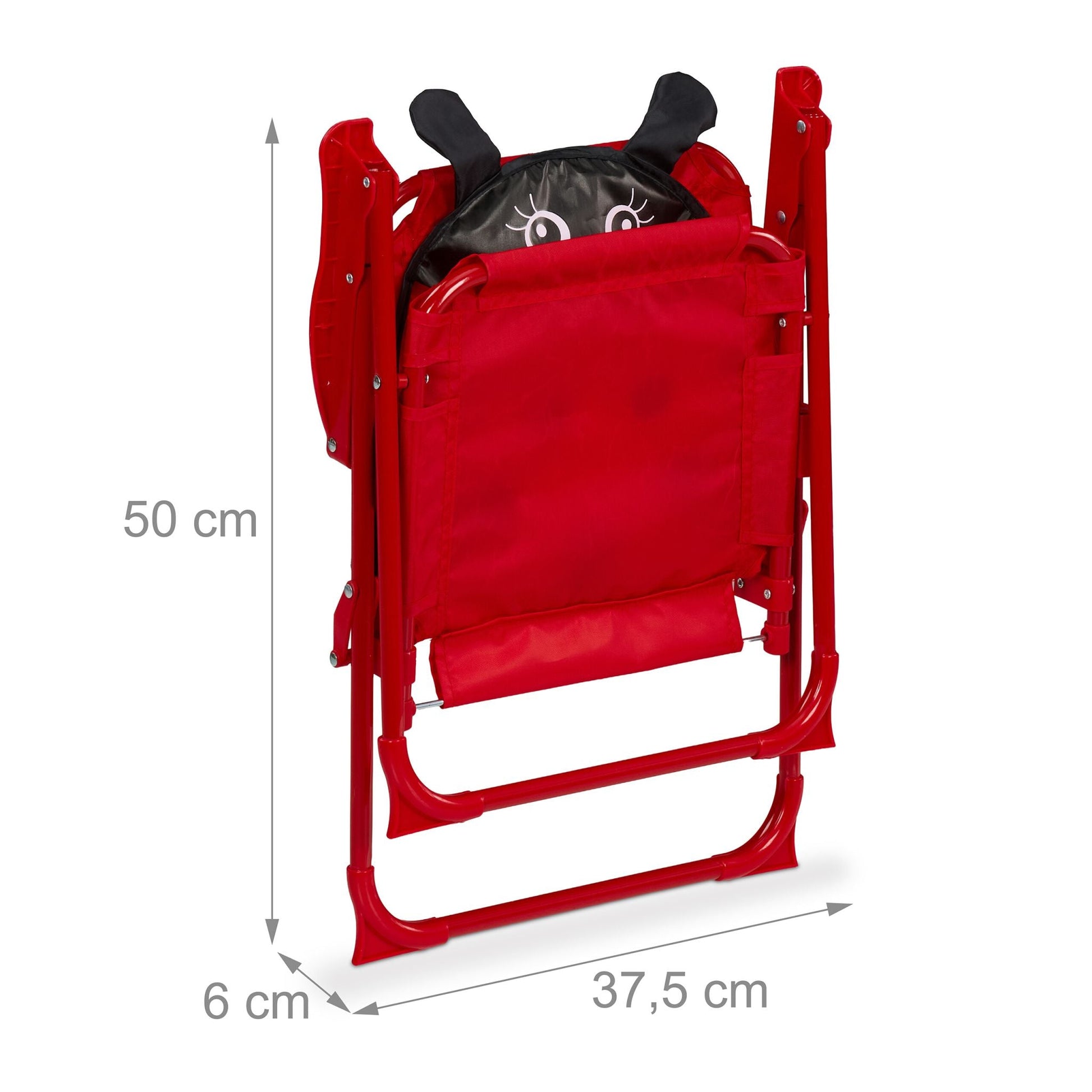 Kinder Klappstuhl mit Motiv Weiss-Rot-Schwarz von Relaxdays