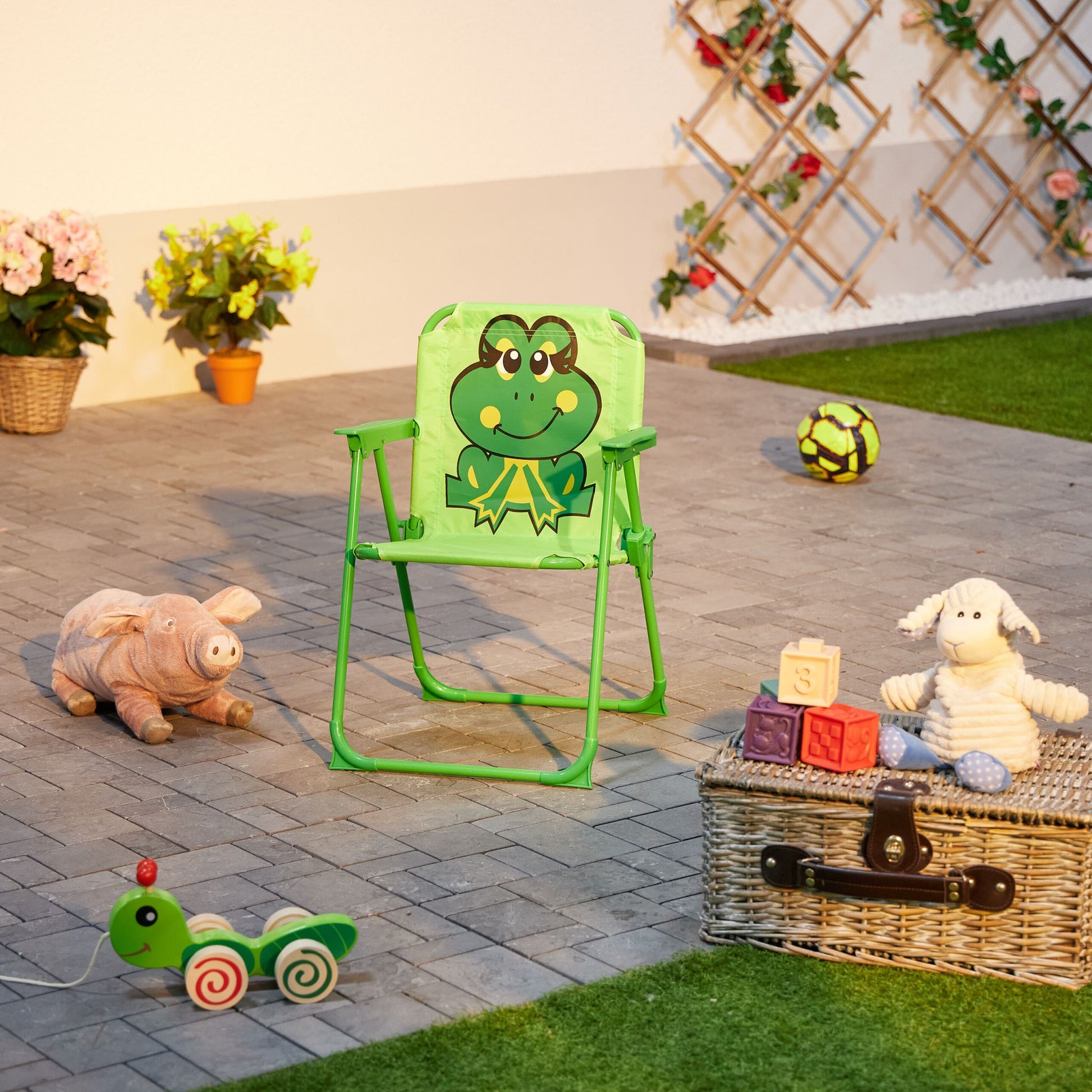 Kinder Klappstuhl mit Motiv Dunkelgrün-Grün-Orange von Relaxdays