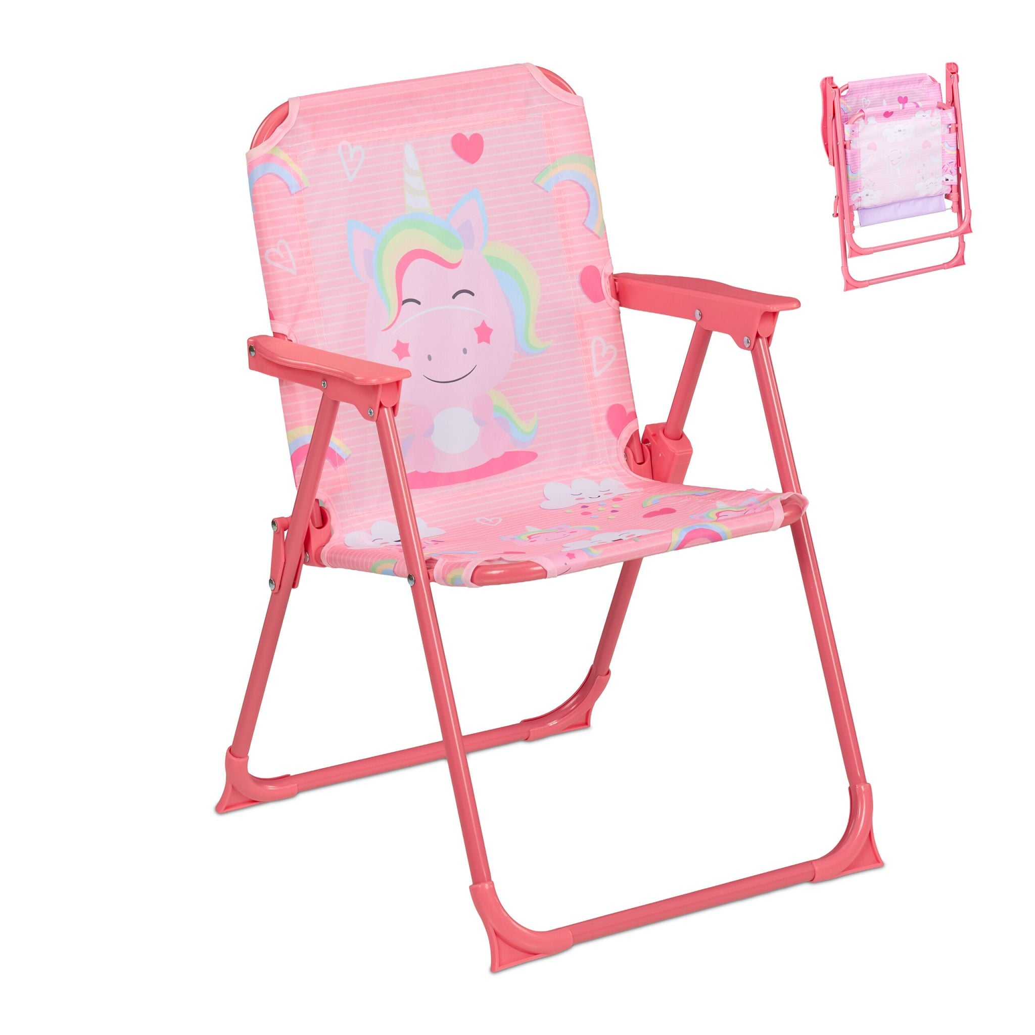 Kinder Klappstuhl mit Motiv Gelb-Hellblau-Rosa von Relaxdays
