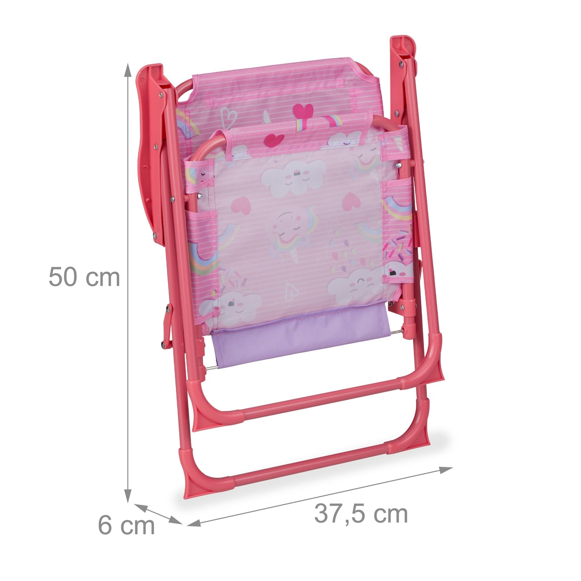 Kinder Klappstuhl mit Motiv Gelb-Hellblau-Rosa von Relaxdays