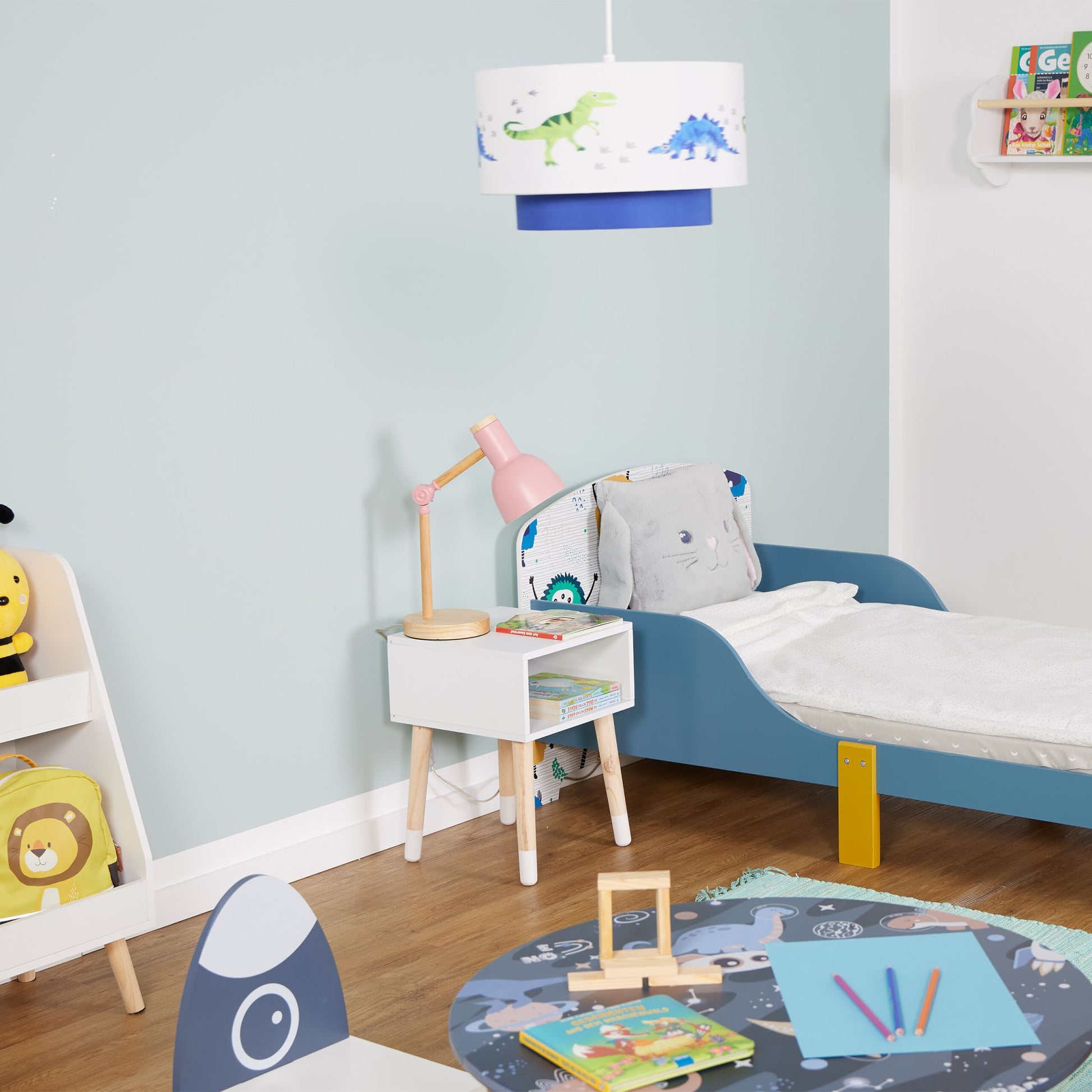 Nachttisch für Kinder mit offenem Fach Weiss-Hellbraun von Relaxdays