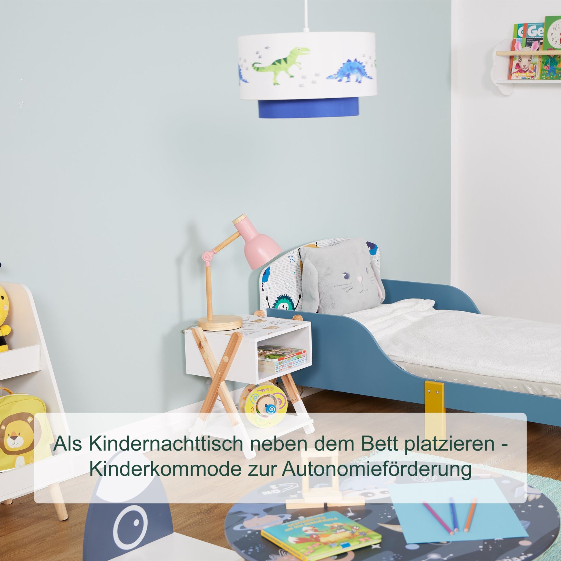 Nachttisch für Kinder offenes Fach Weiss-Hellbraun von Relaxdays