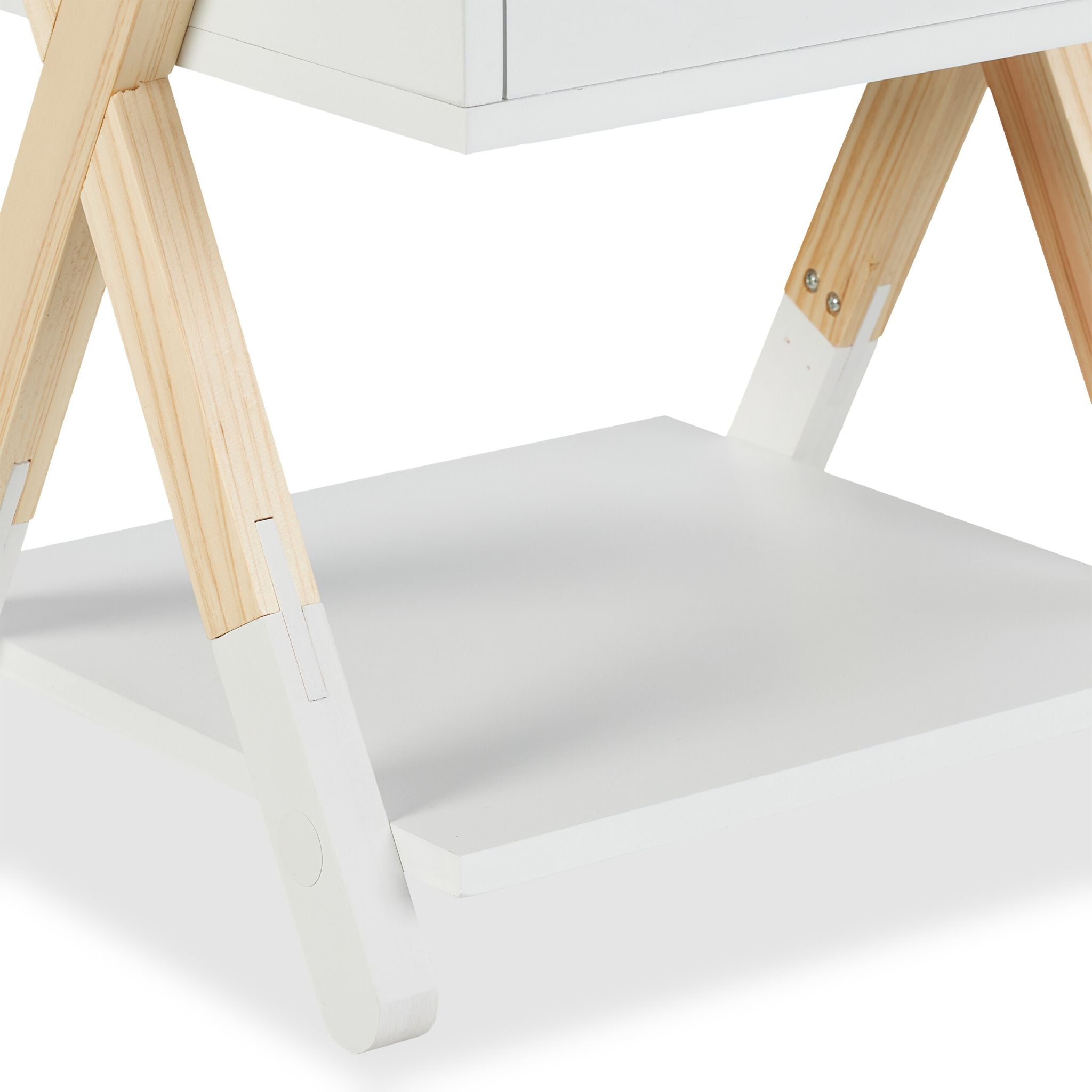 Nachttisch für Kinder mit Schublade Weiss-Hellbraun von Relaxdays