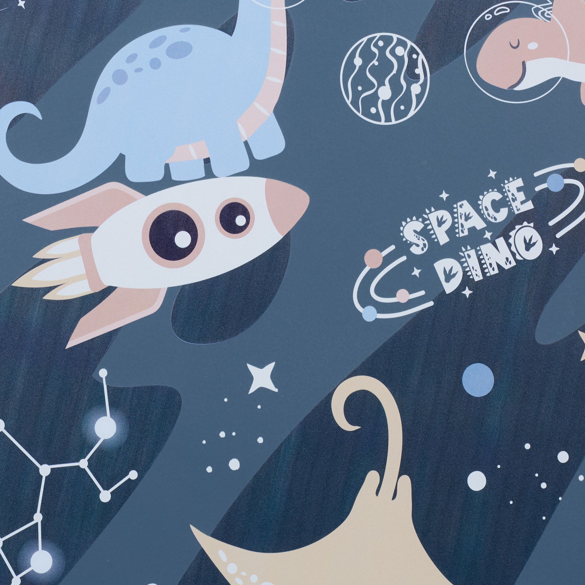 Kindersitzgruppe Space Dino 3tlg. Weiss-Dunkelblau-Hellbraun von Relaxdays