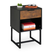Nachttisch Industrial mit Schublade Braun-Schwarz von Relaxdays