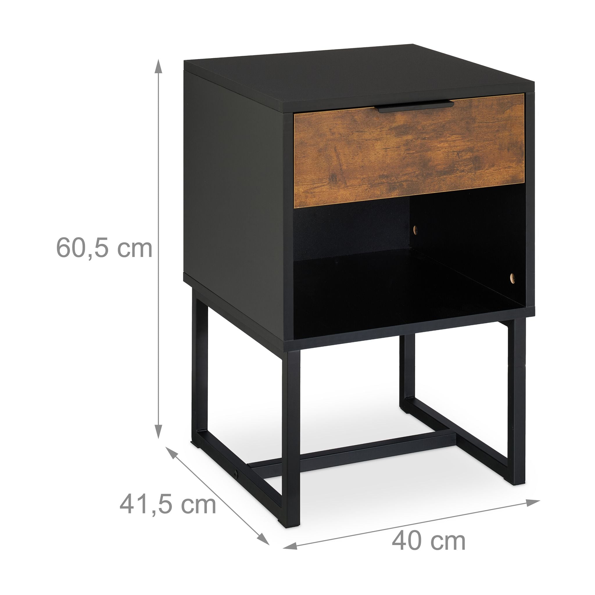 Nachttisch Industrial mit Schublade Braun-Schwarz von Relaxdays