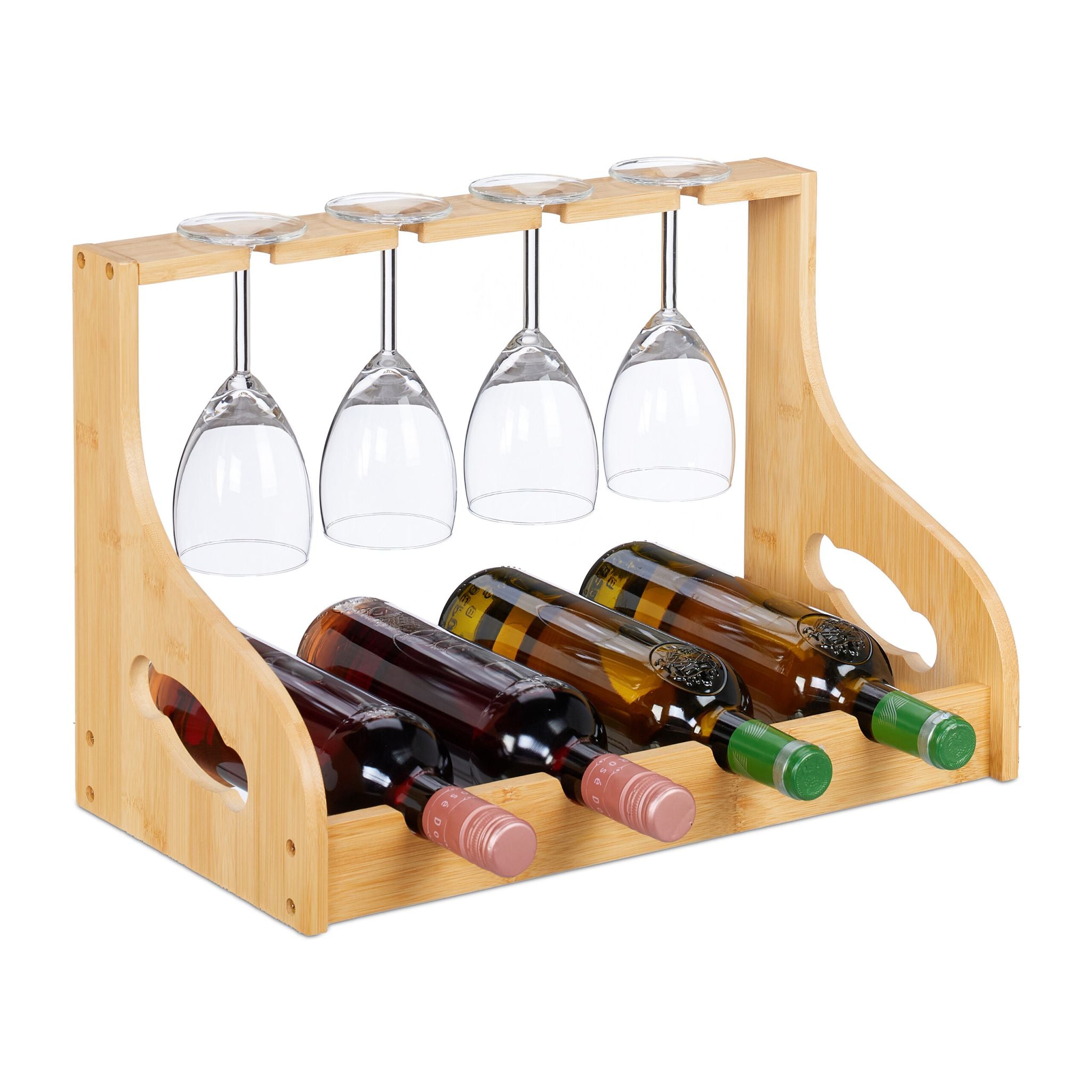 Weinregal mit Glashalter Hellbraun von Relaxdays