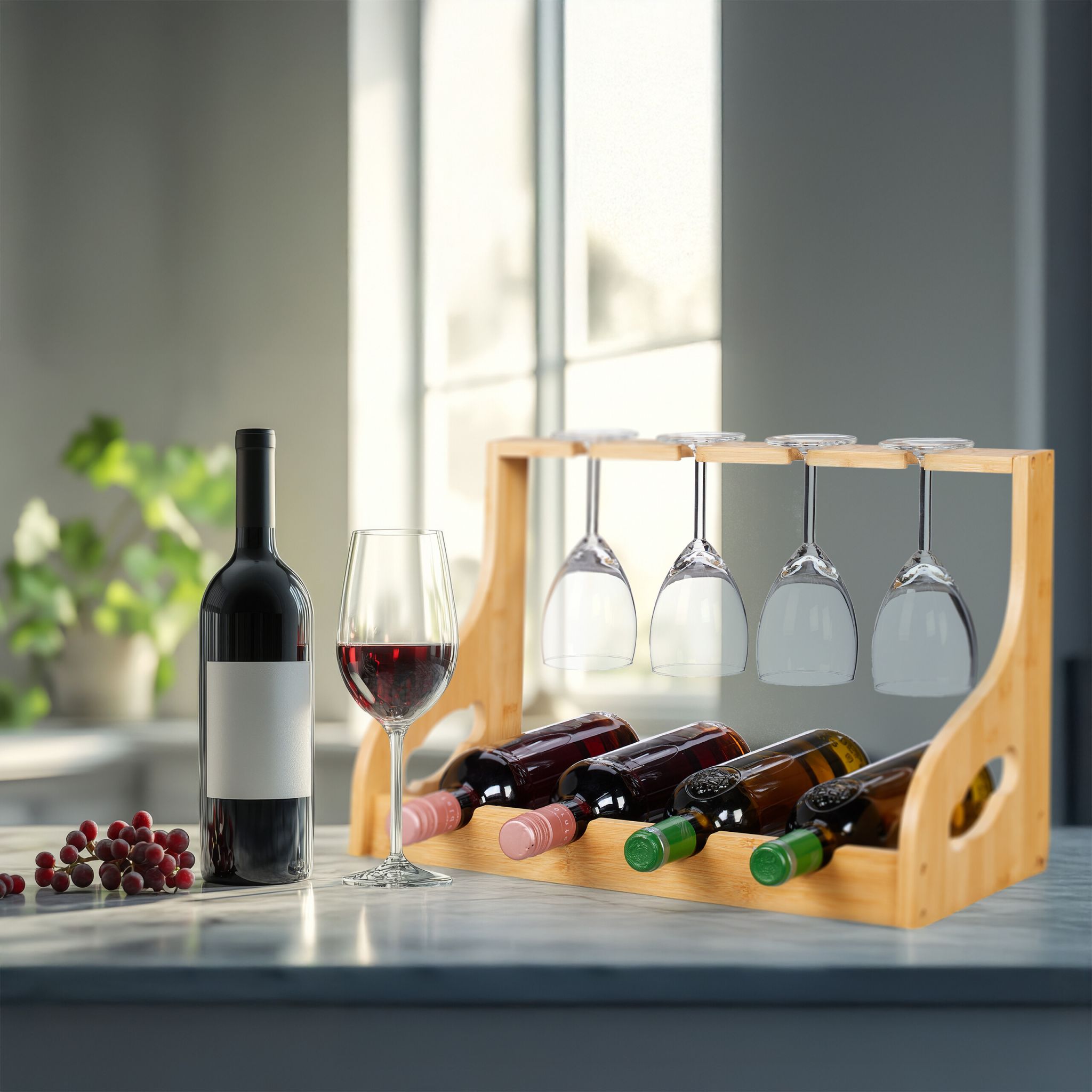Weinregal mit Glashalter Hellbraun von Relaxdays