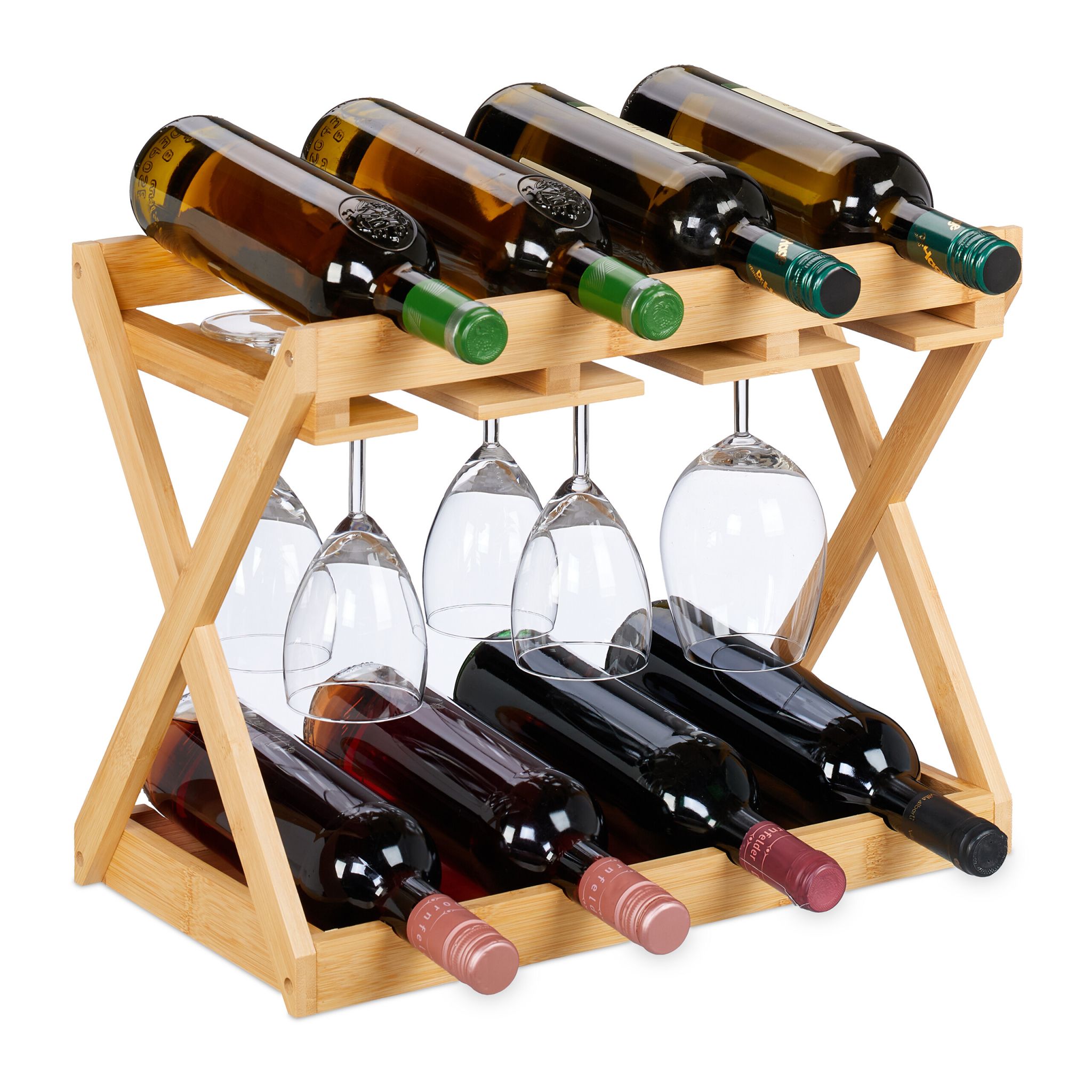 Weinregal mit Glashalter Hellbraun von Relaxdays