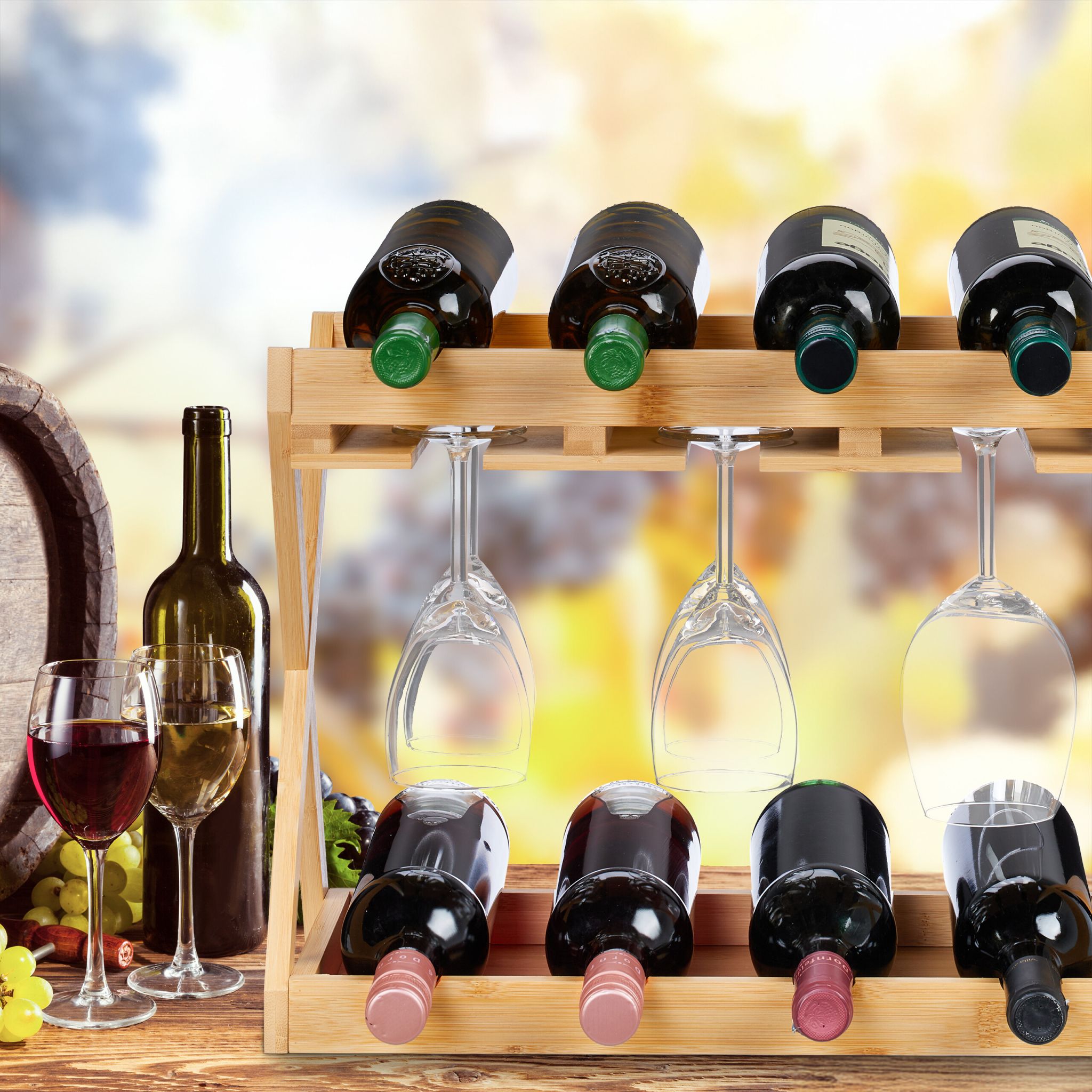 Weinregal mit Glashalter Hellbraun von Relaxdays