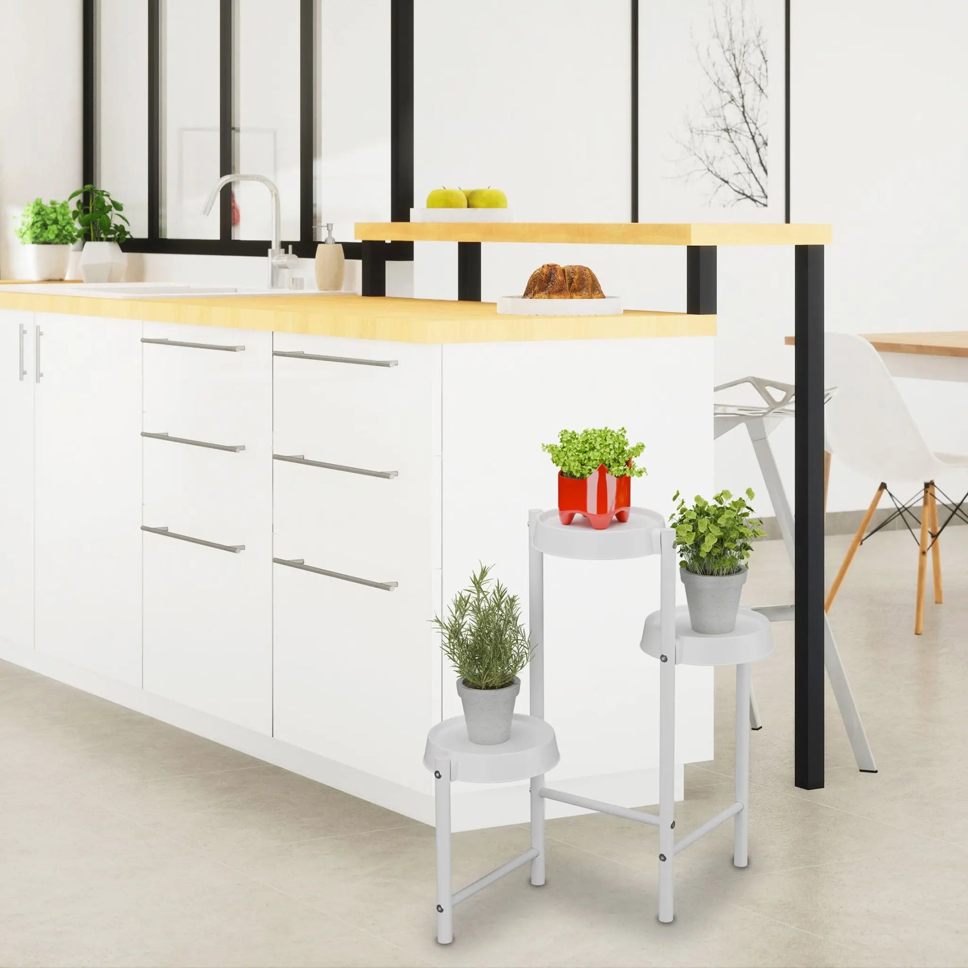 Pflanzenständer Metall & Kunststoff Weiss von Relaxdays