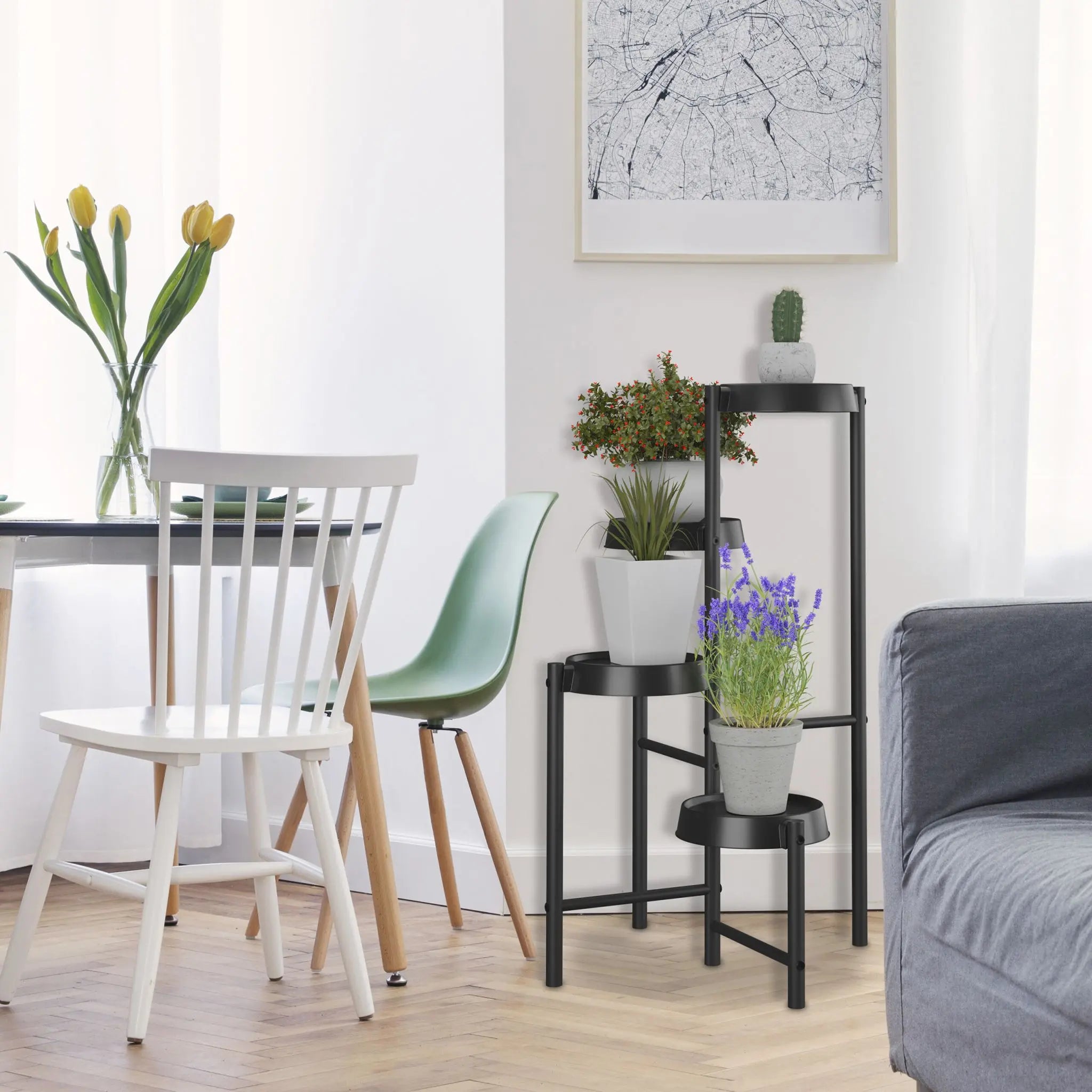 Pflanzenständer Metall & Kunststoff Weiss von Relaxdays