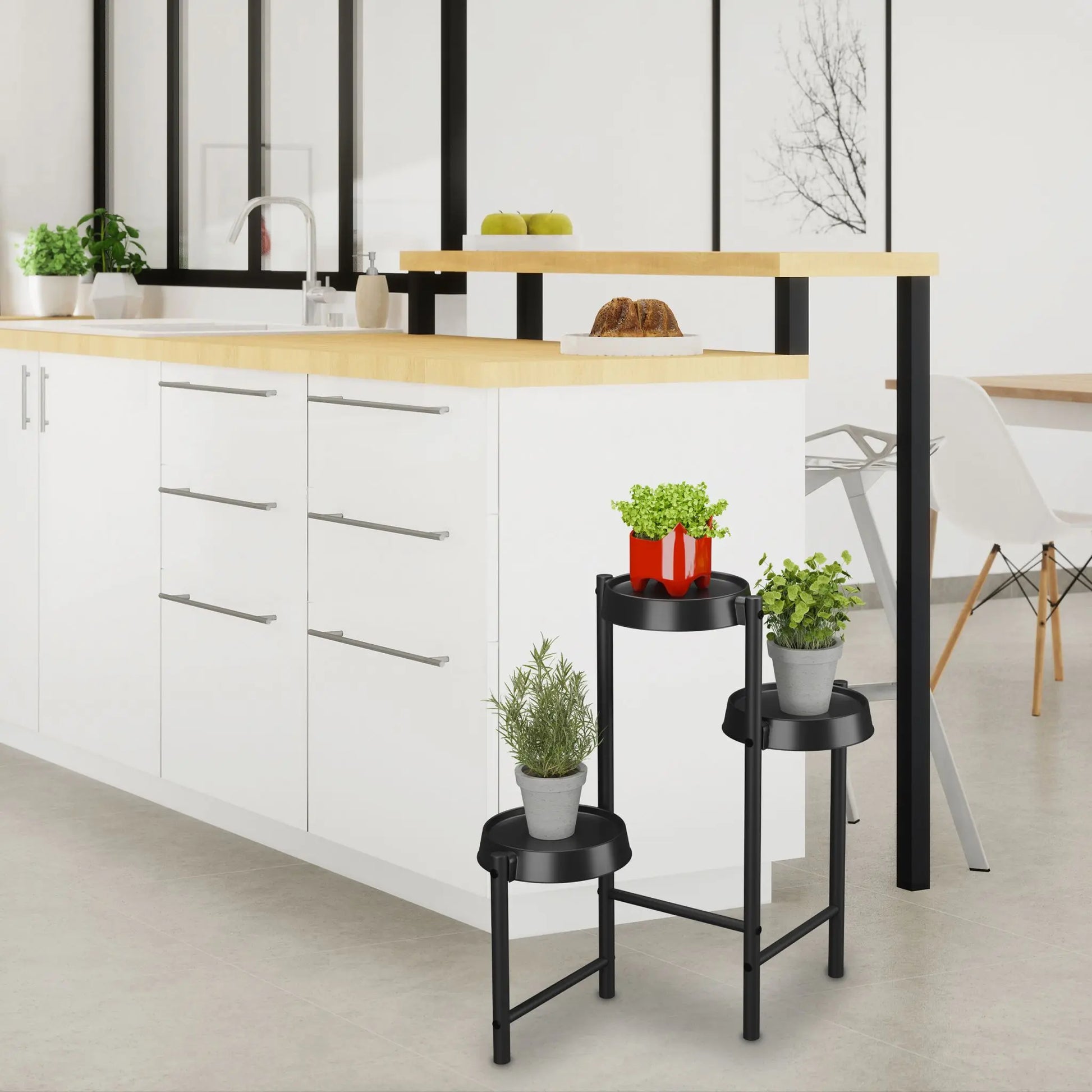 Pflanzenständer Metall & Kunststoff Schwarz von Relaxdays