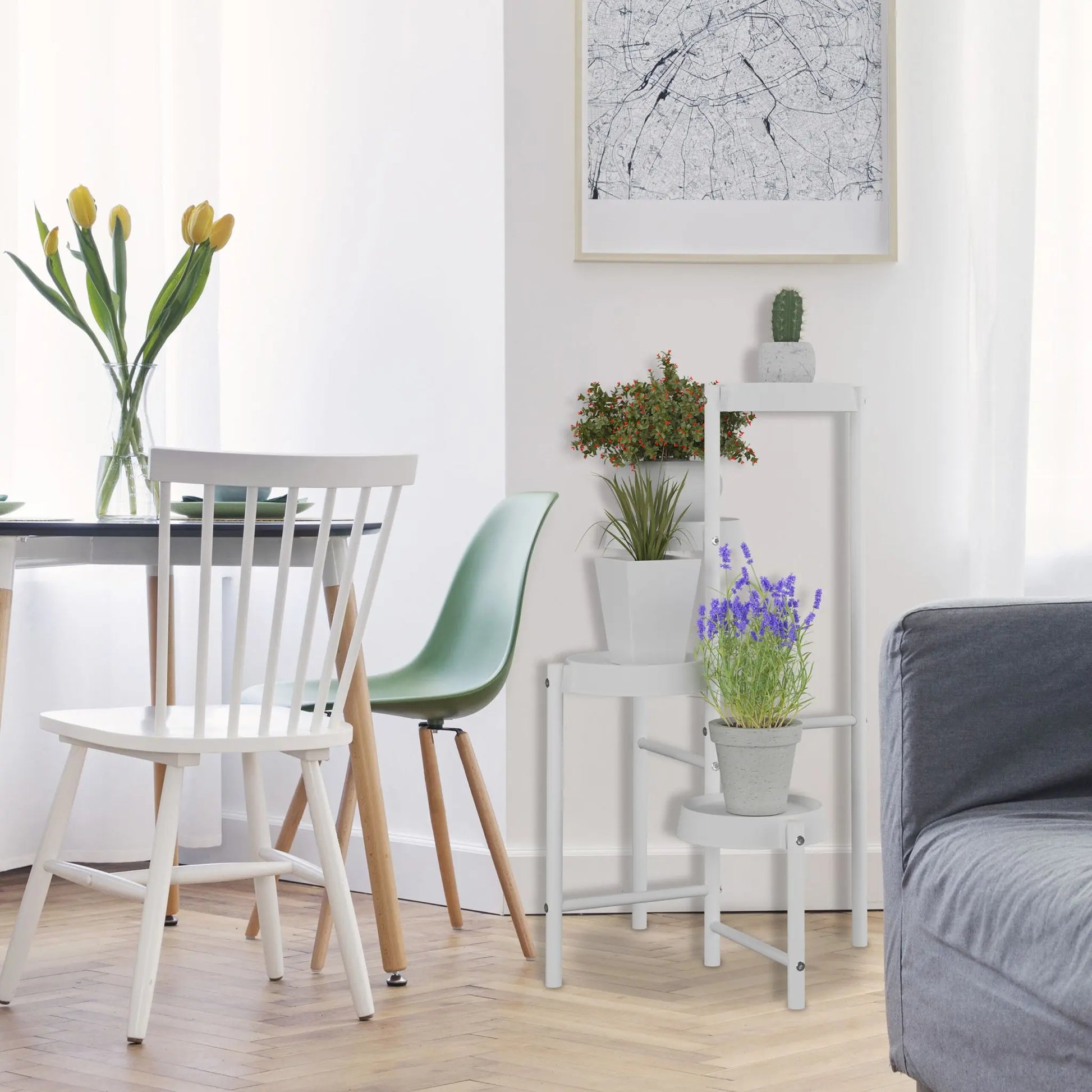 Pflanzenständer Metall & Kunststoff Schwarz von Relaxdays
