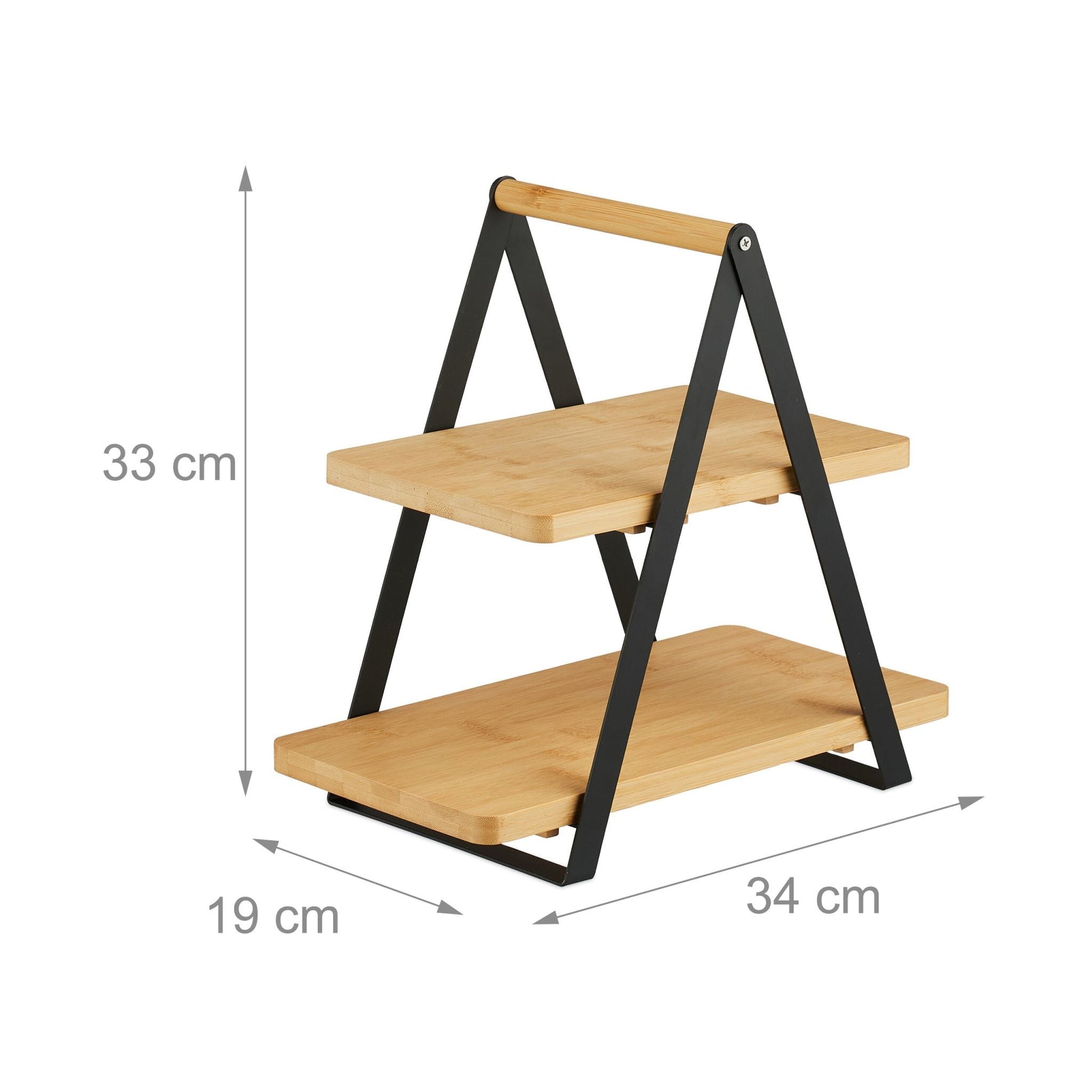 Etagere Bambus & Metall Hellbraun-Schwarz von Relaxdays