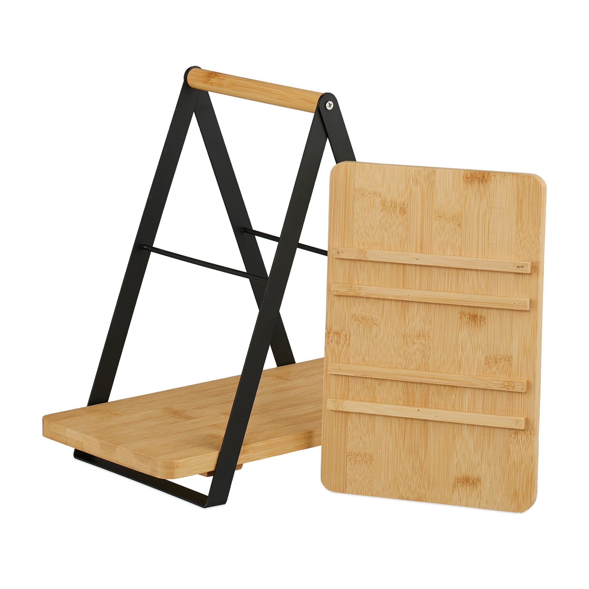 Etagere Bambus & Metall Hellbraun-Schwarz von Relaxdays