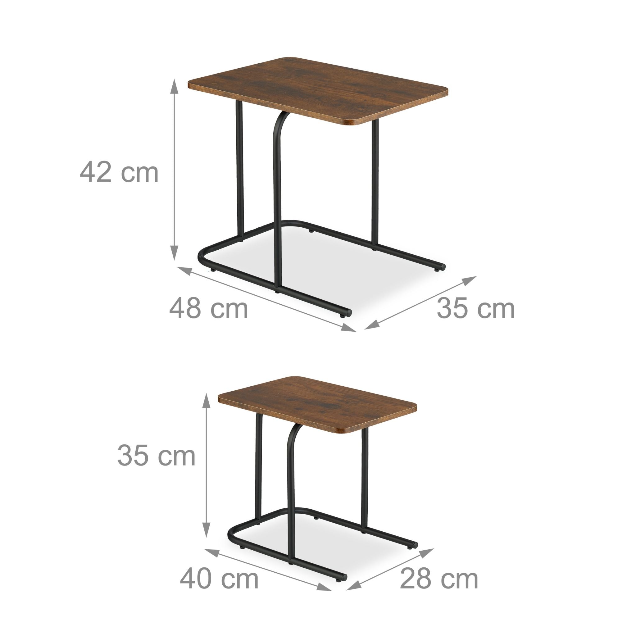 Satztisch 2er-Set Holzoptik & Metall Braun-Schwarz von Relaxdays