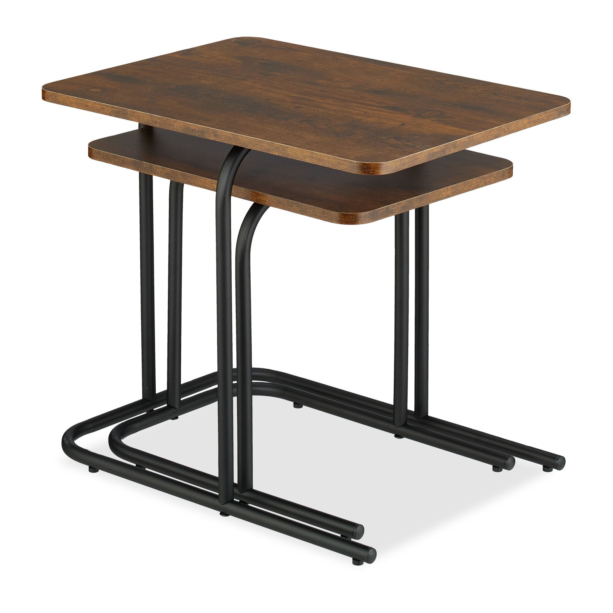 Satztisch 2er-Set Holzoptik & Metall Braun-Schwarz von Relaxdays