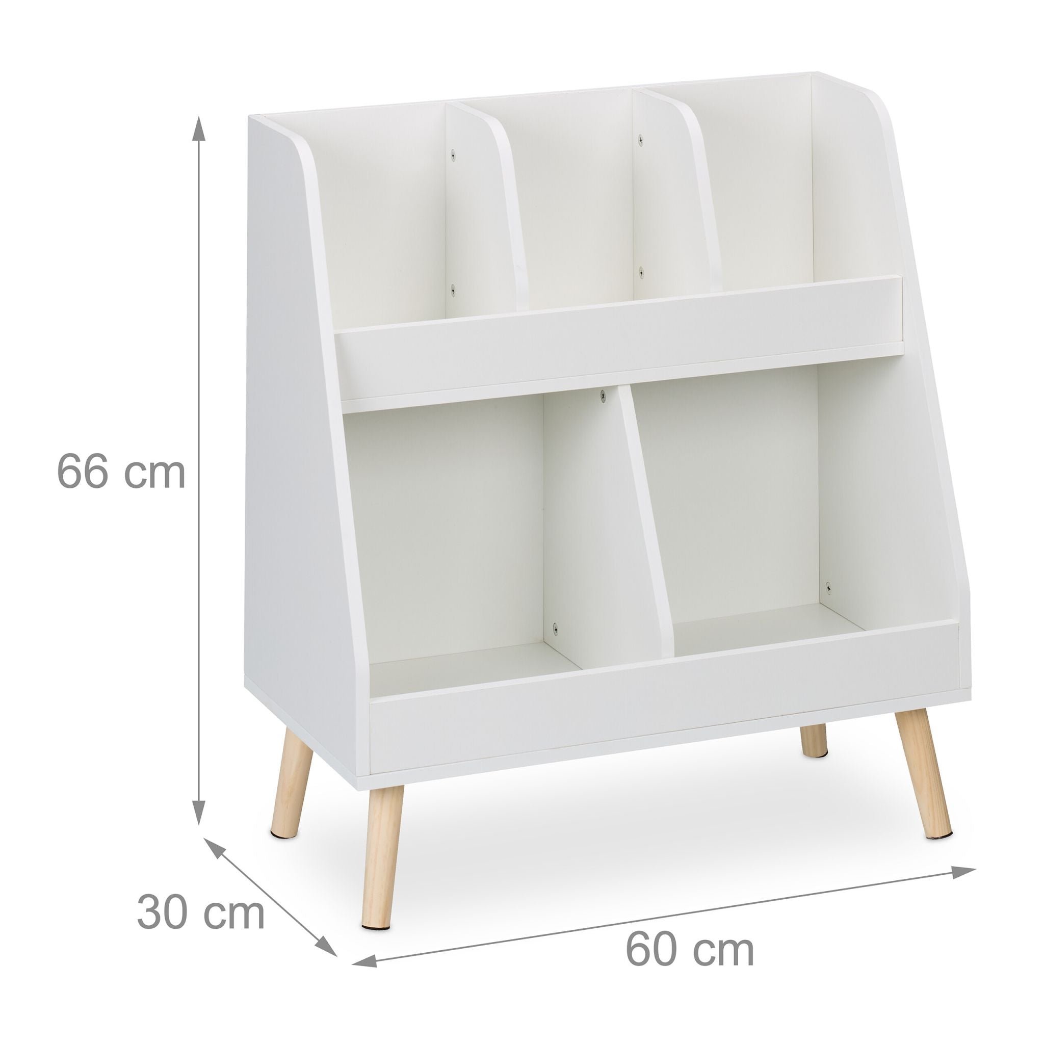 Kinderregal mit 5 Fächern Weiss-Hellbraun von Relaxdays