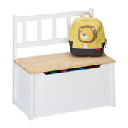 Kinderbank mit Stauraum Weiss-Hellbraun von Relaxdays