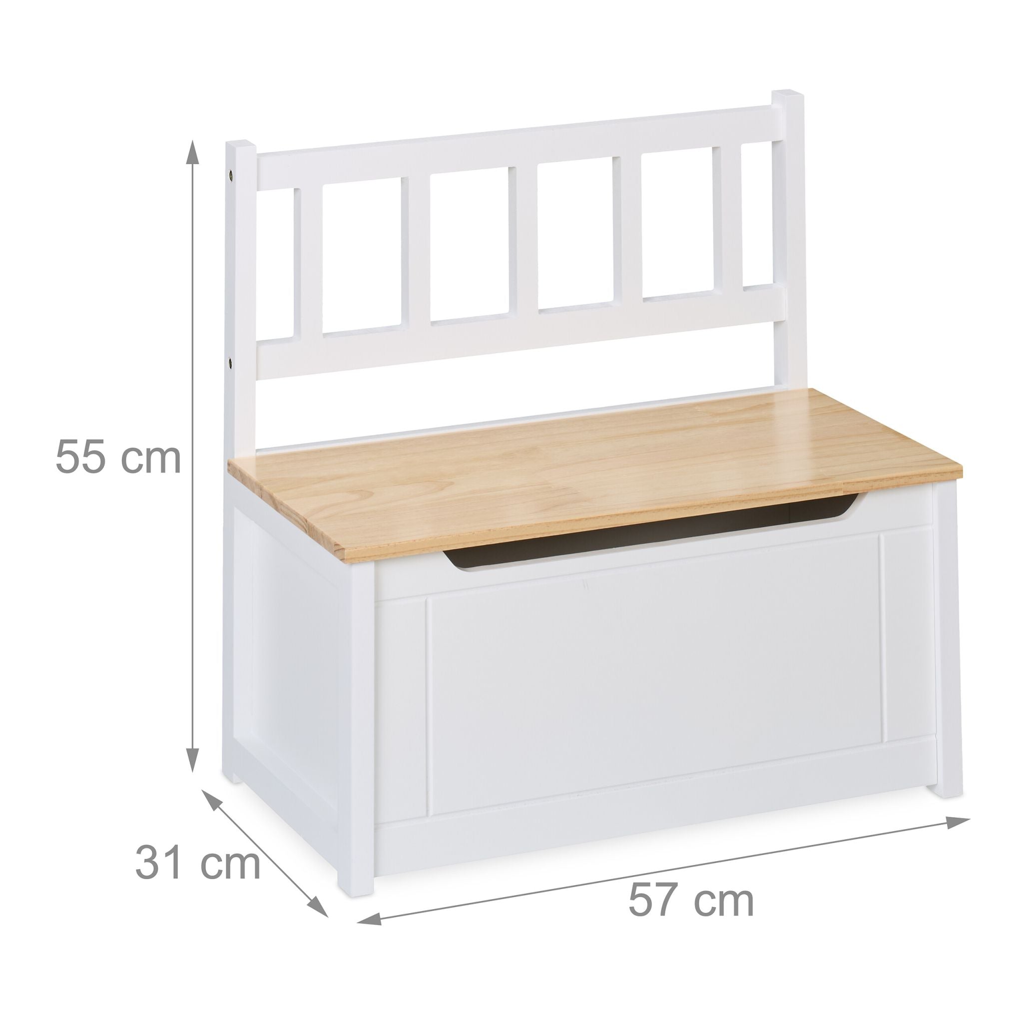 Kinderbank mit Stauraum Weiss-Hellbraun von Relaxdays