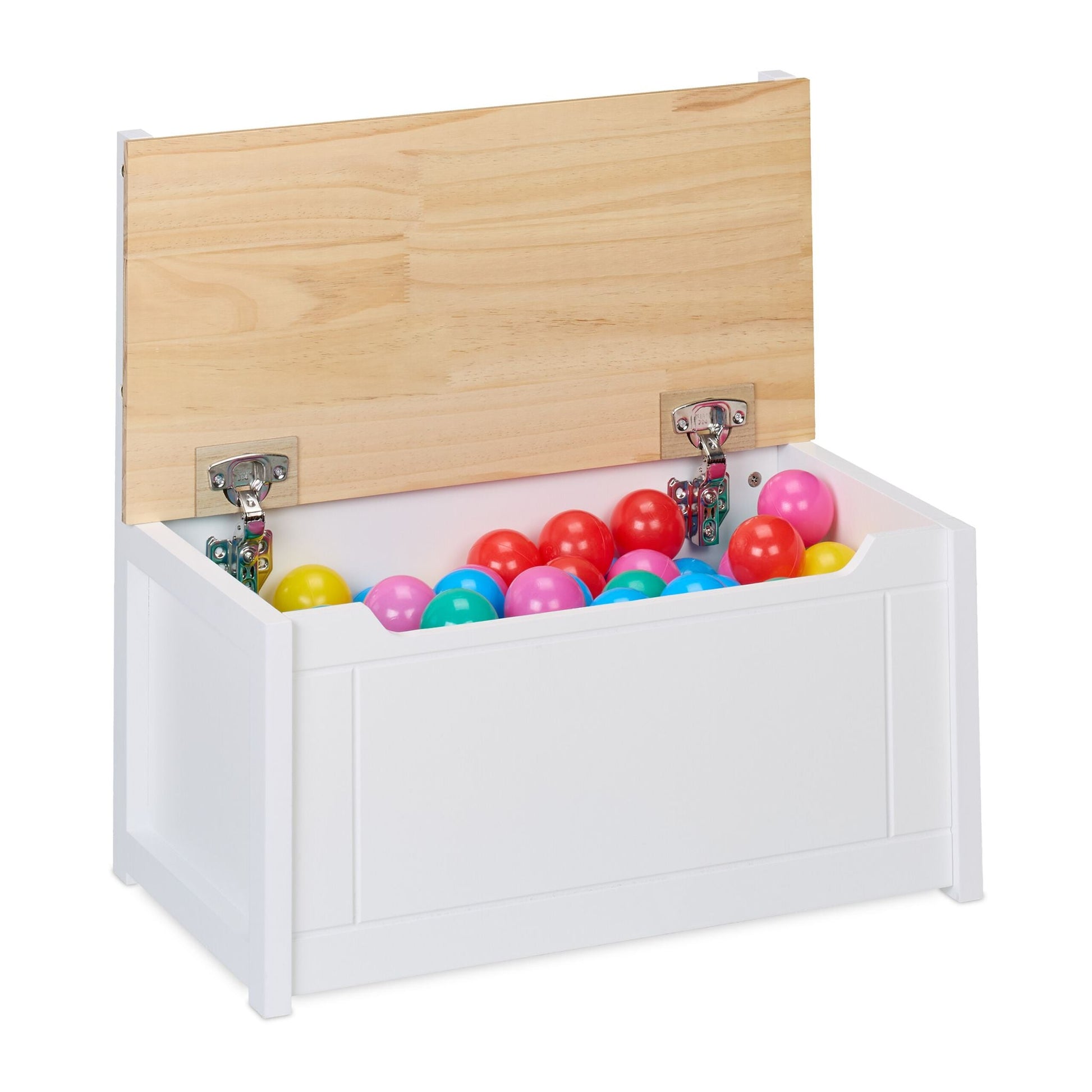 Kinderbank mit Stauraum Weiss-Hellbraun von Relaxdays