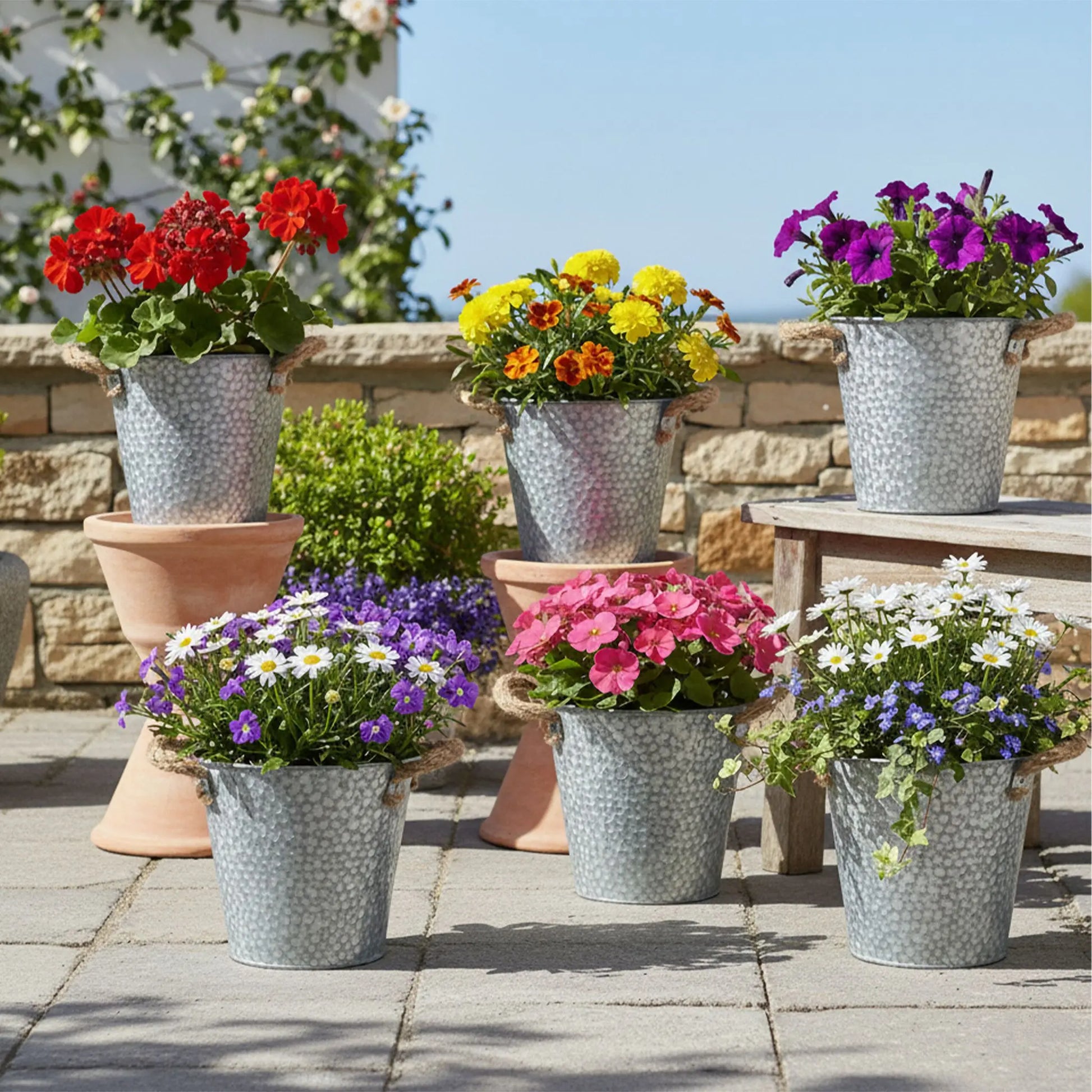 Blumentopf 6er-Set Übertöpfe Silber von Relaxdays