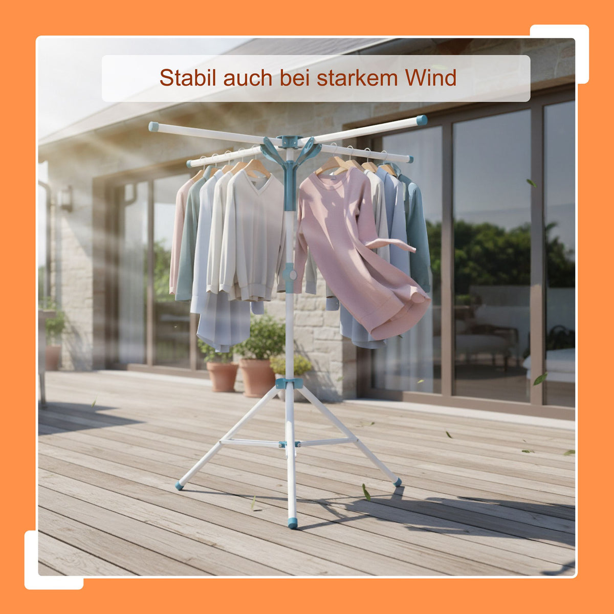 Wäscheständer für Kleiderbügel Weiss-Blau von Relaxdays