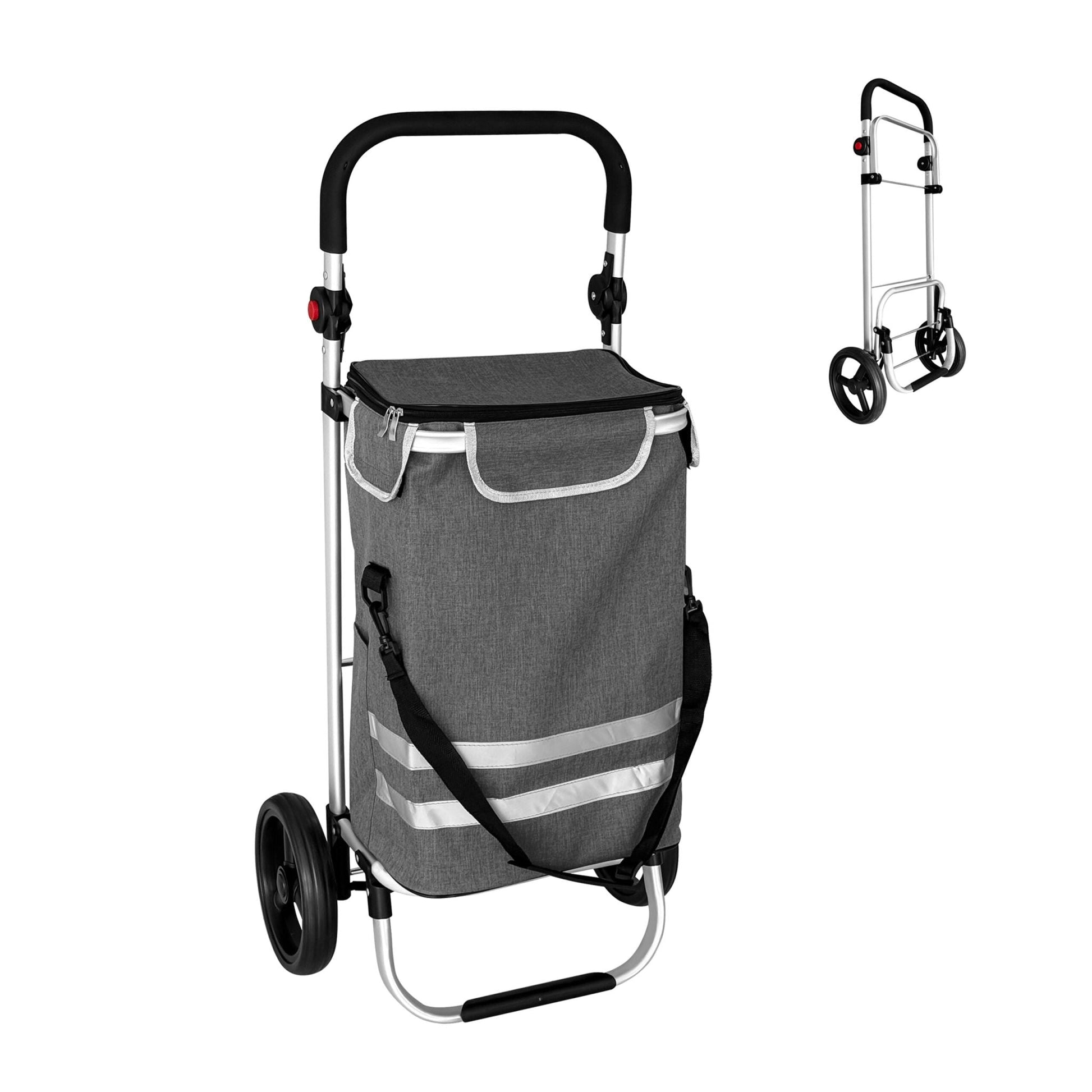 Klappbarer Einkaufstrolley 45L Schwarz-Silber-Grau von Relaxdays