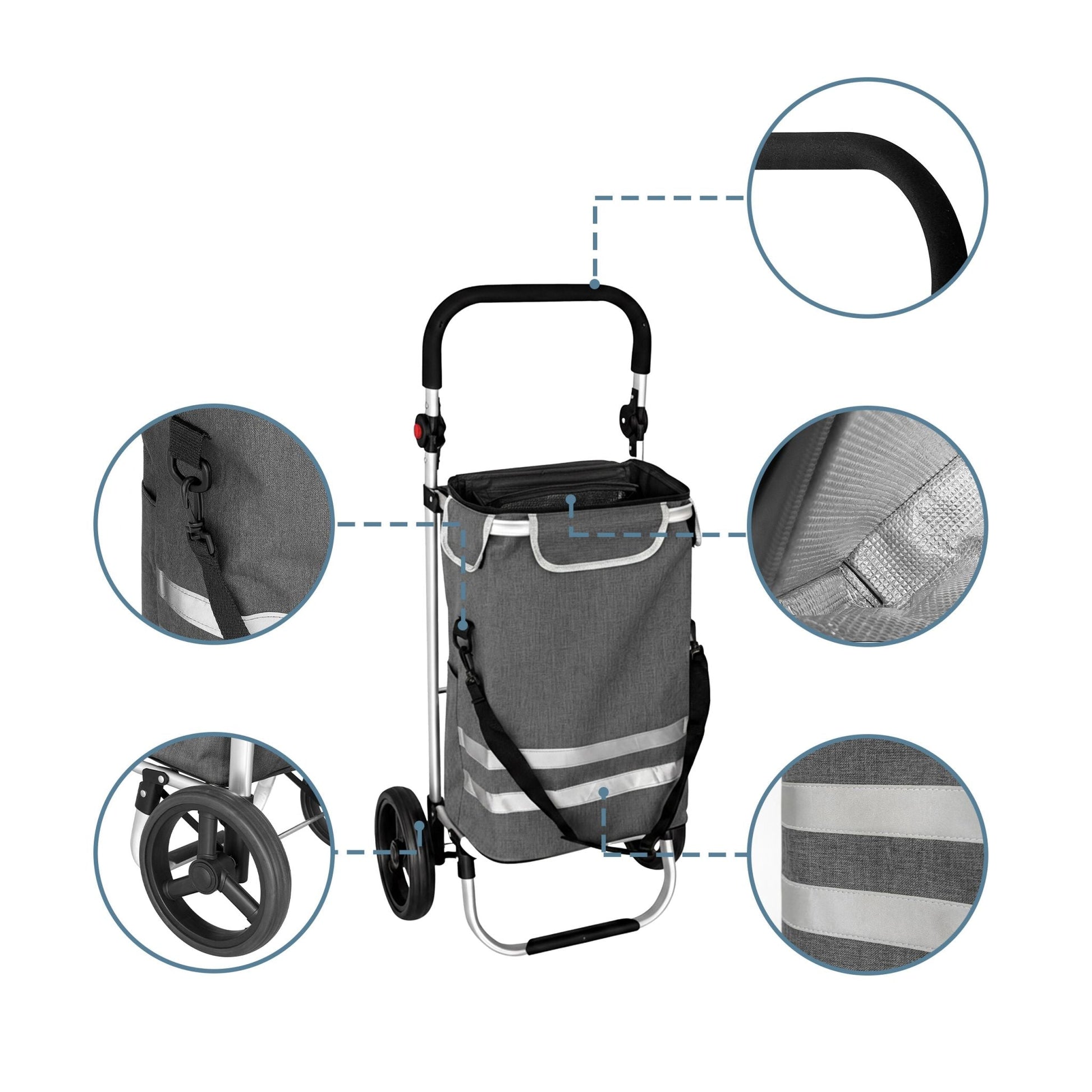 Klappbarer Einkaufstrolley 45L Schwarz-Silber-Grau von Relaxdays