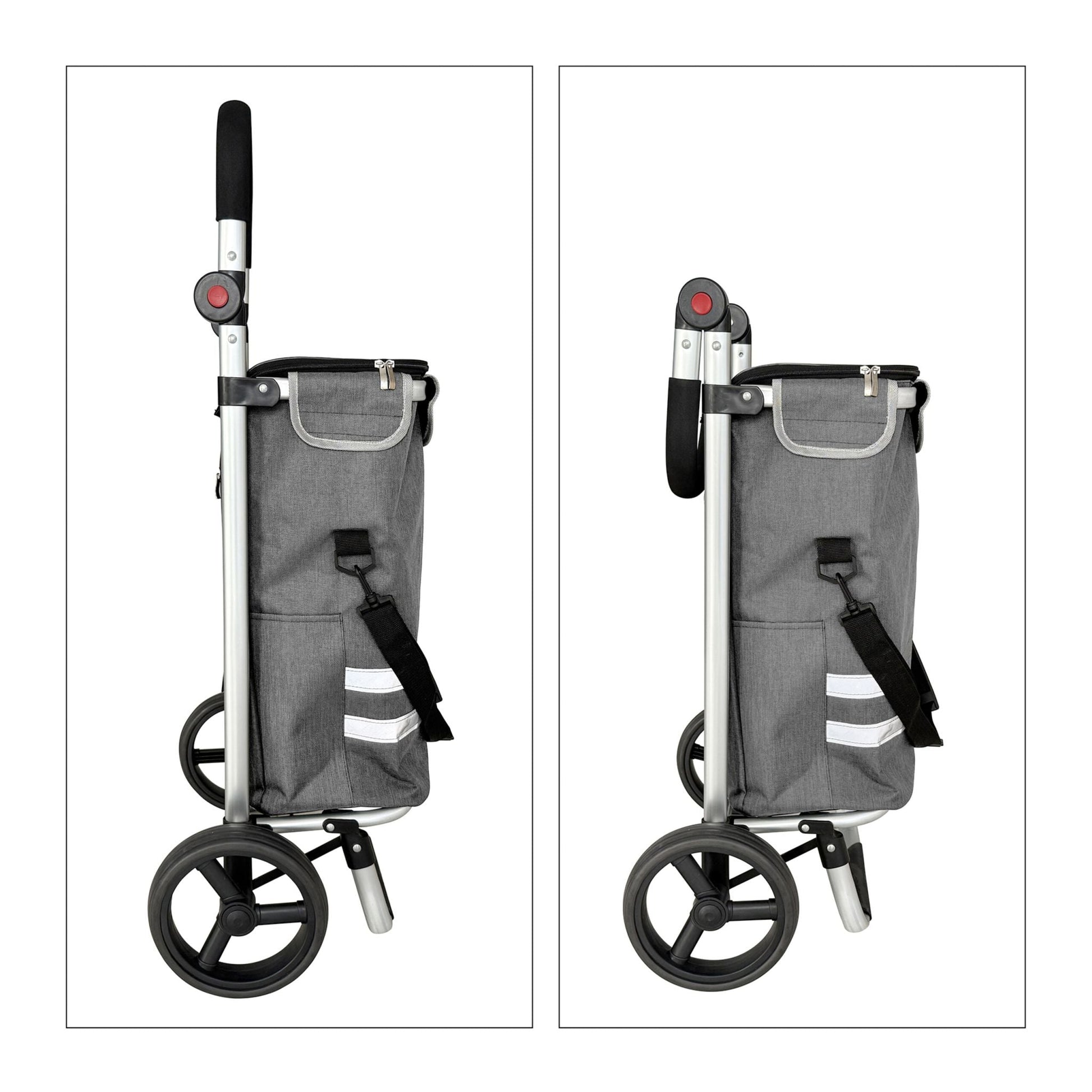 Klappbarer Einkaufstrolley 45L Schwarz-Silber-Grau von Relaxdays