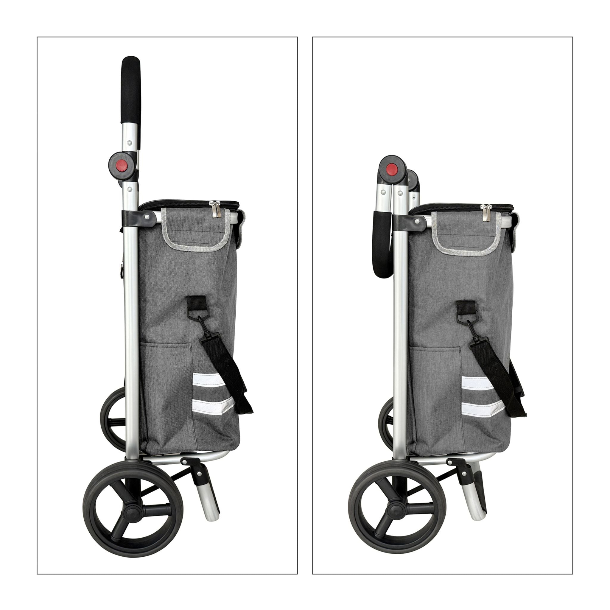 Klappbarer Einkaufstrolley 45L Schwarz-Silber-Grau von Relaxdays