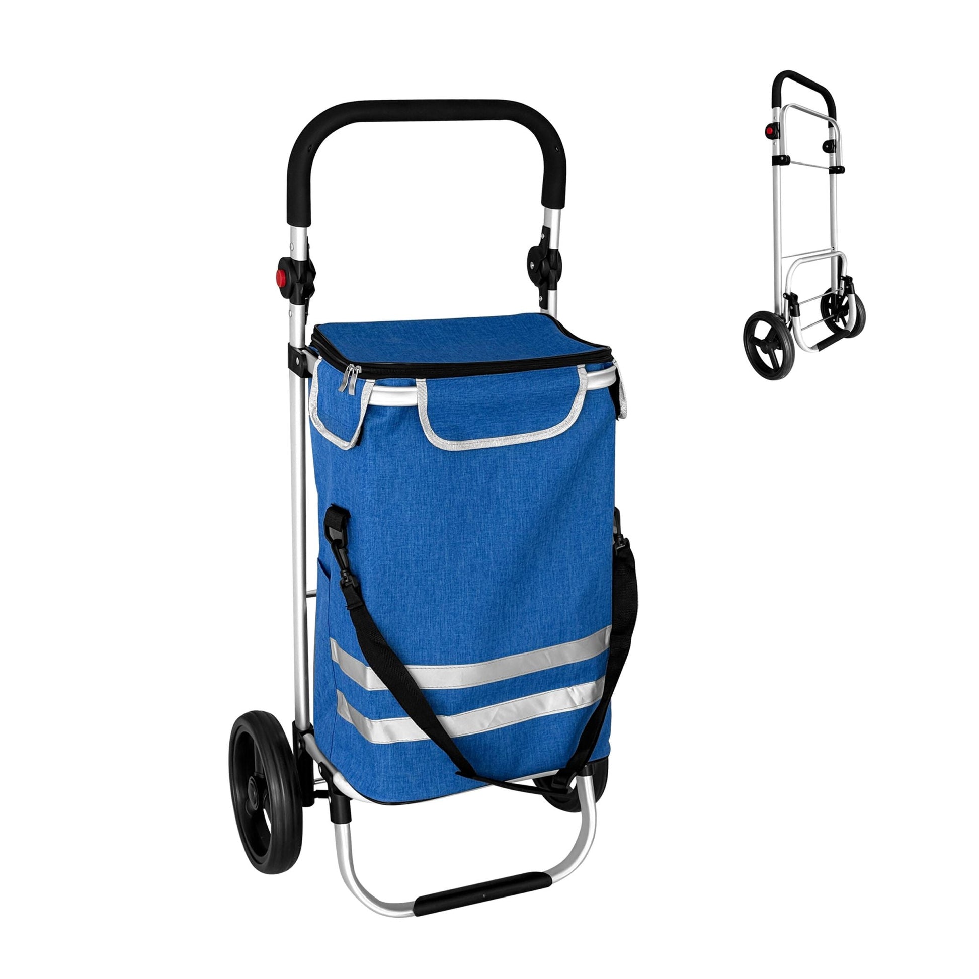 Klappbarer Einkaufstrolley 45L Blau-Schwarz-Silber von Relaxdays
