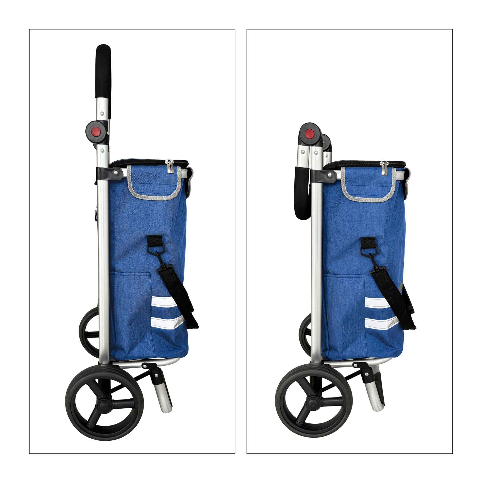 Klappbarer Einkaufstrolley 45L Blau-Schwarz-Silber von Relaxdays