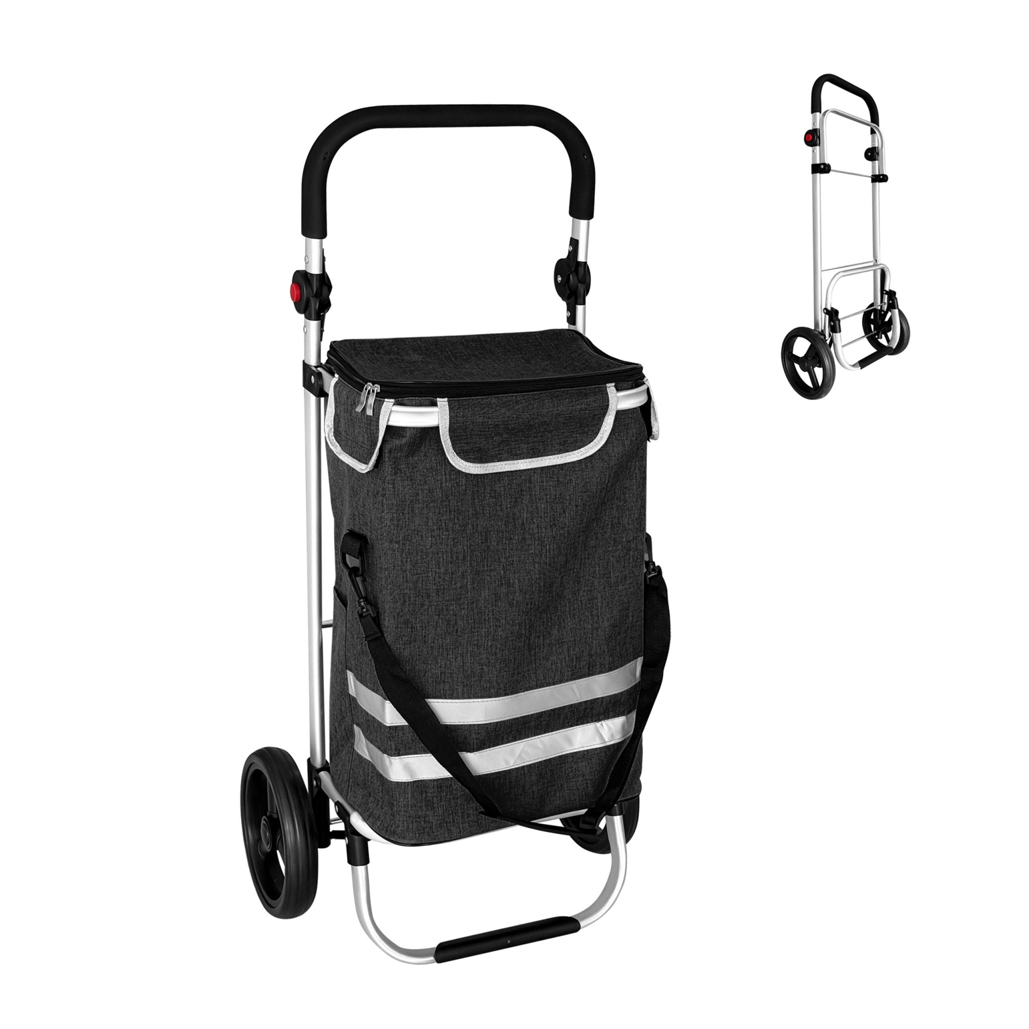 Klappbarer Einkaufstrolley 45L Schwarz-Silber von Relaxdays