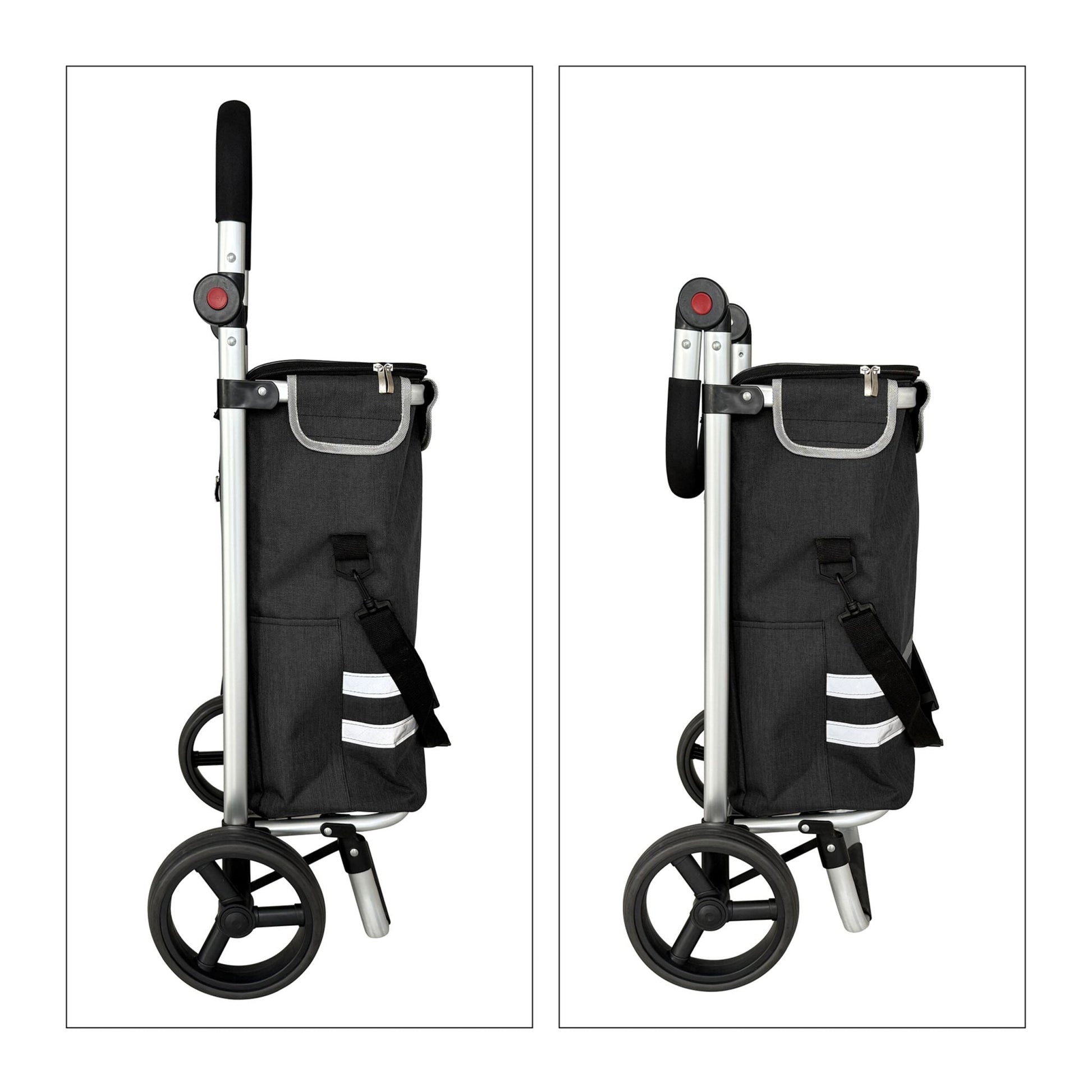 Klappbarer Einkaufstrolley 45L Schwarz-Silber von Relaxdays