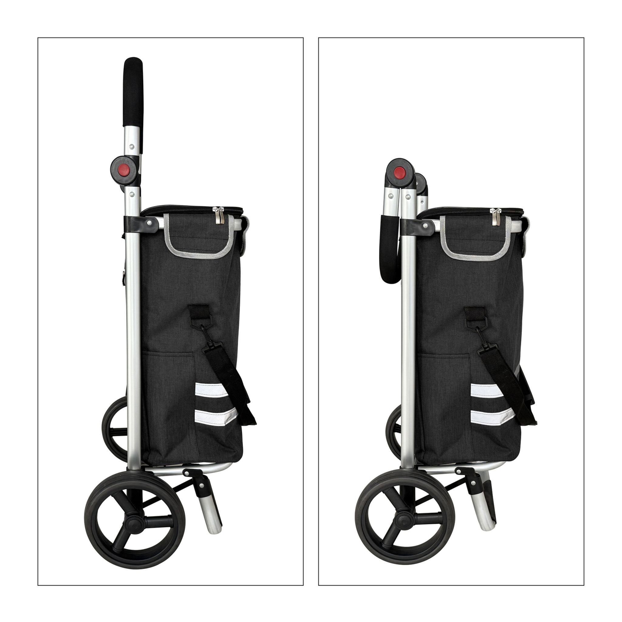 Klappbarer Einkaufstrolley 45L Schwarz-Silber von Relaxdays