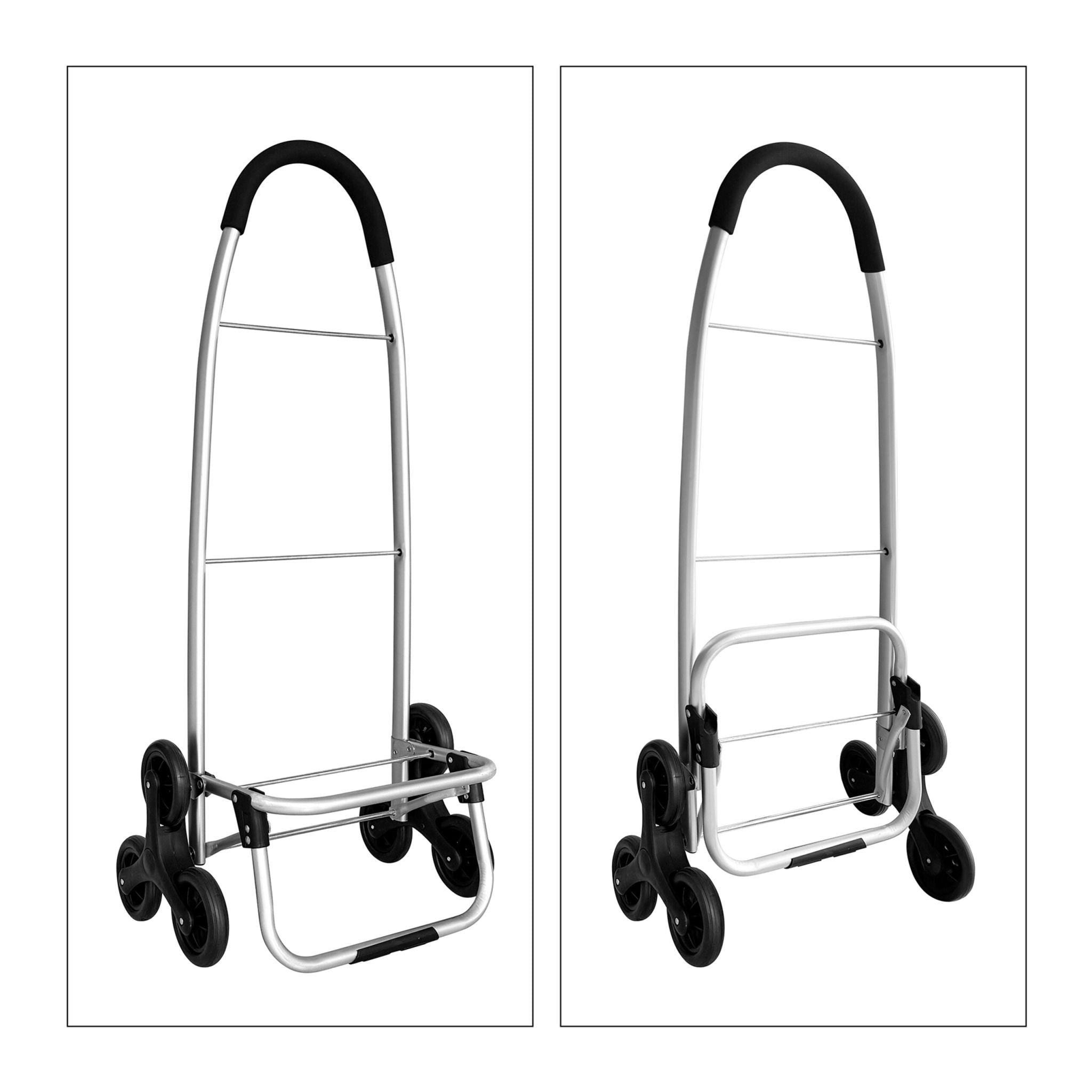 Einkaufstrolley Treppensteiger 45L Schwarz-Silber von Relaxdays