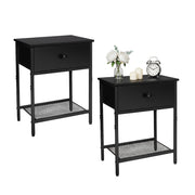 Nachttisch 2er-Set Schublade & Ablage Schwarz von Relaxdays