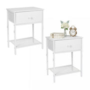 Nachttisch 2er-Set Schublade & Ablage Weiss von Relaxdays