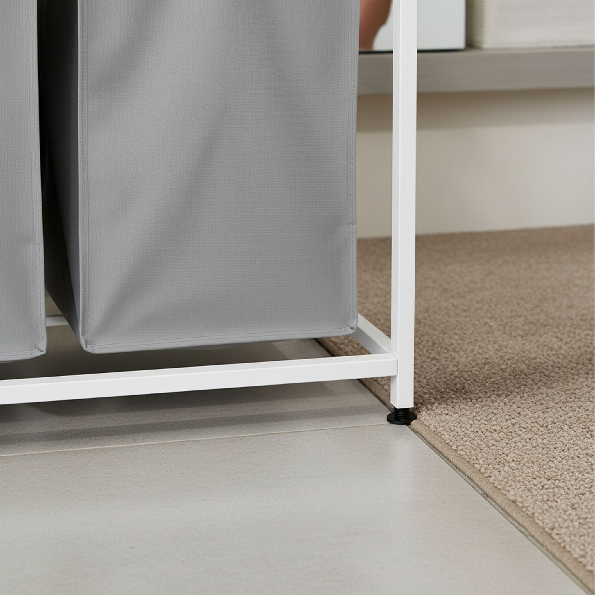 Wäschesammler 3 Fächer mit Ablage Weiss-Grau von Relaxdays