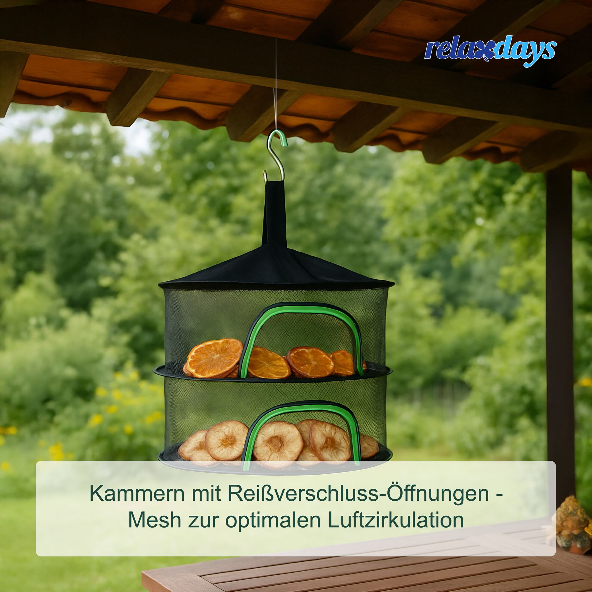 Faltbares Trockennetz Grün-Schwarz von Relaxdays