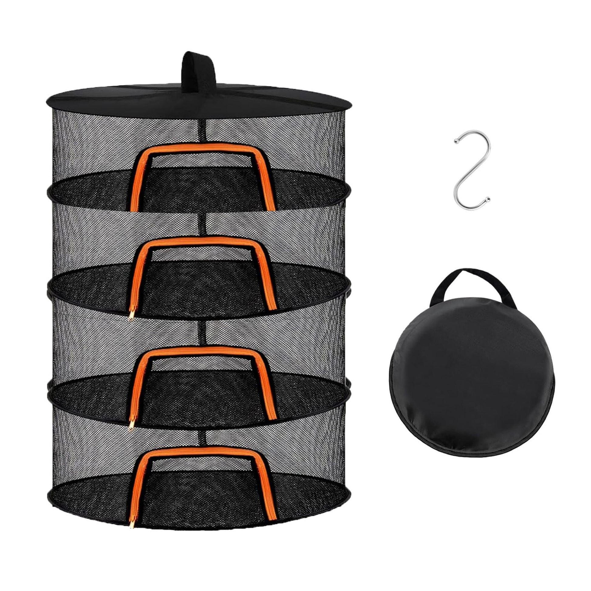 Faltbares Trockennetz Orange-Schwarz von Relaxdays