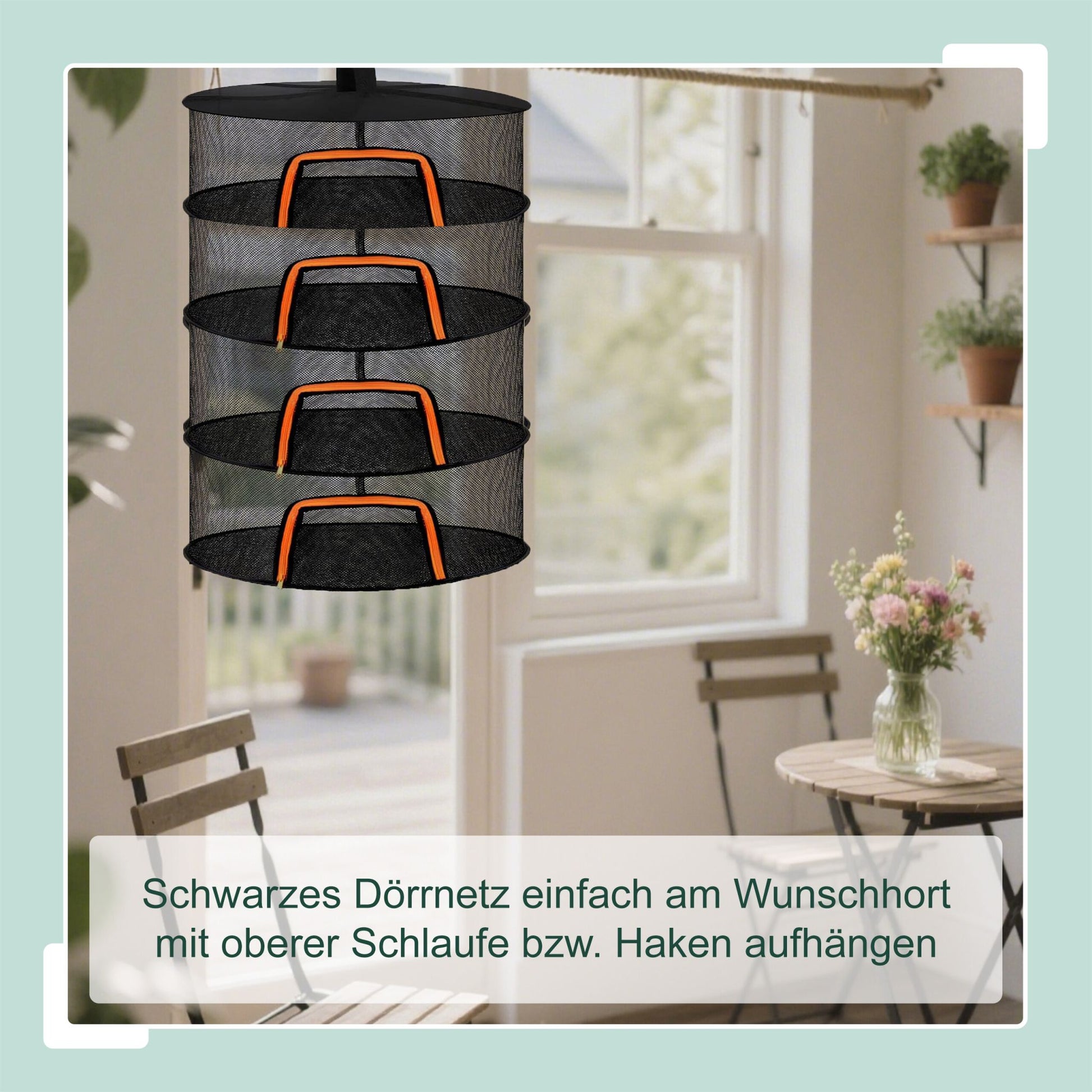 Faltbares Trockennetz Orange-Schwarz von Relaxdays